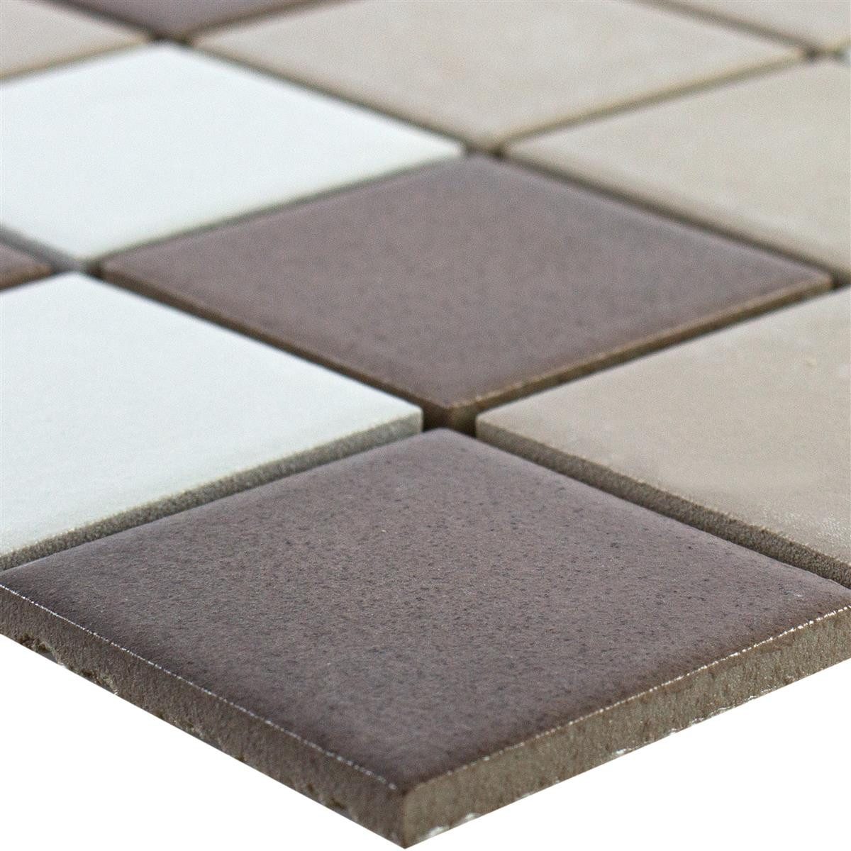 Mosafil Mosaikfliesen Keramikmosaik Fliesen Orion Rutschhemmend, Keramik 30.600x30.600, weiß-beige-braun, Verlegefertig auf ein Netz geklebt - Frostsicher - Wasserfest -