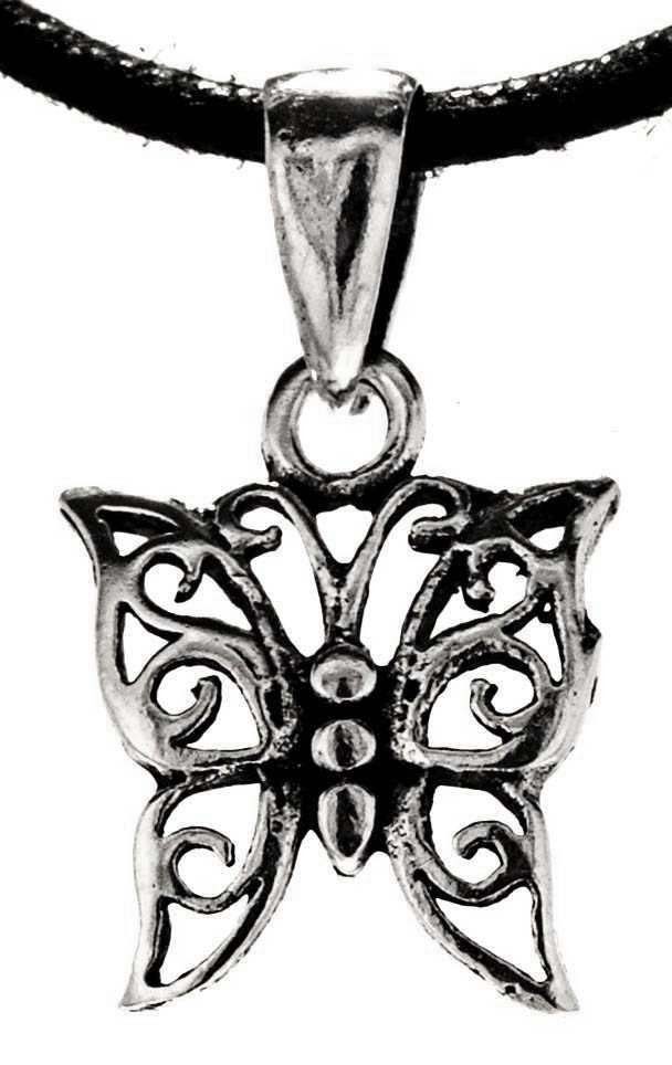 Kiss of Leather Kettenanhänger Zierlicher Schmetterlings Anhänger 925 Sterling Silber Schmetterling