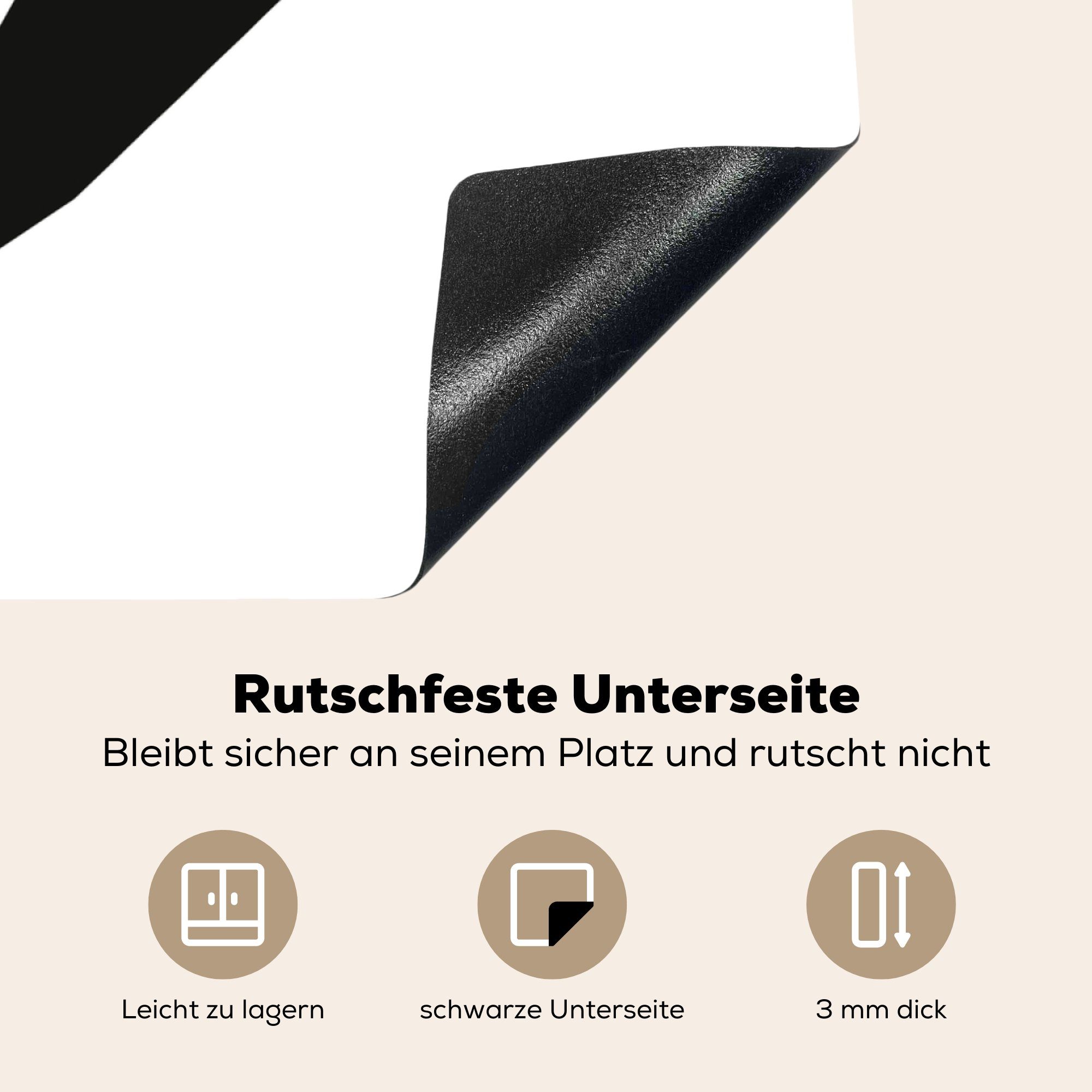 küche Vinyl, eines für cm, Ceranfeldabdeckung, Porträt Schwarz-weißes MuchoWow tlg), Wolfskopfes, (1 Herdblende-/Abdeckplatte Arbeitsplatte 78x78