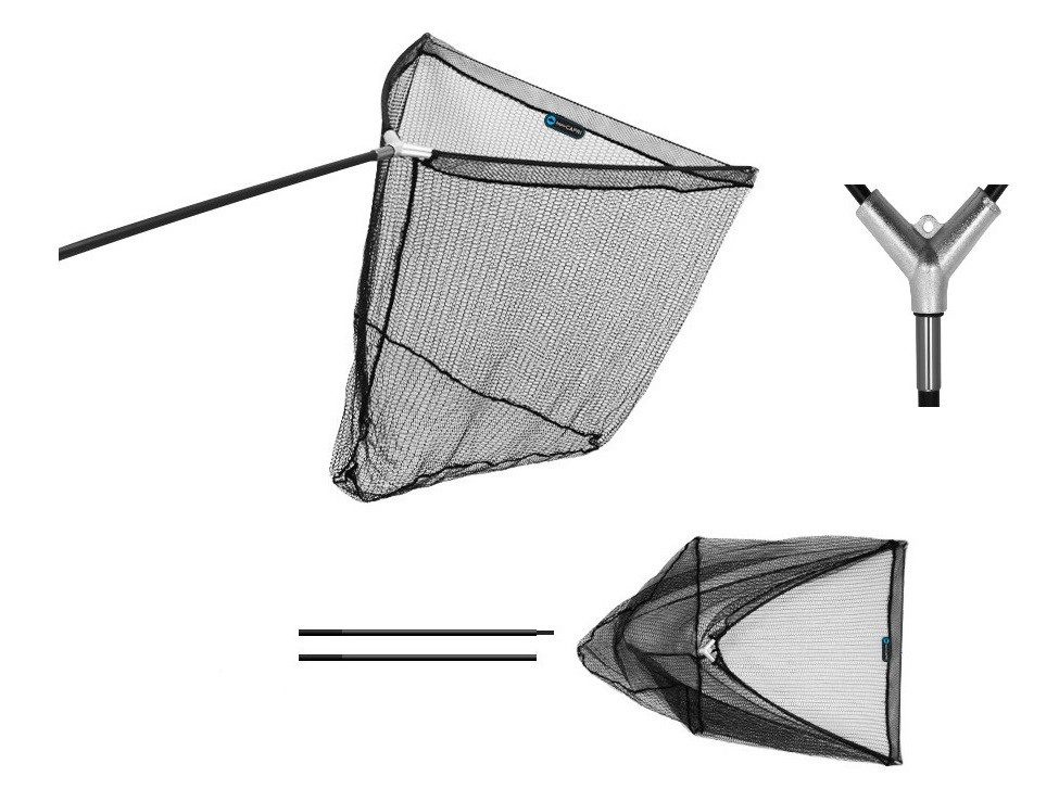 Delphin.sk Angelkescher Karpfenkescher CAPRI Stablänge 260cm - 100x100cm Netz - Metall (3-St), Ein massives Verbindungsstück sorgt für eine feste Verbindung