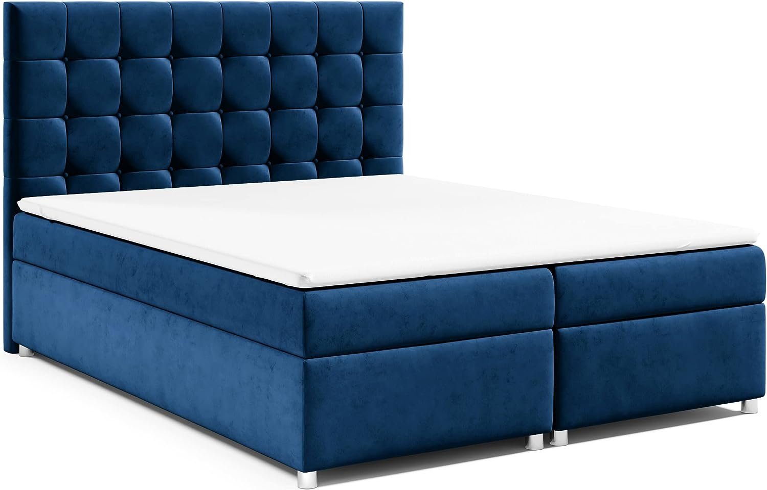 Best for Home Boxspringbett Trinity K9, mit Bettkasten und Topper Blau