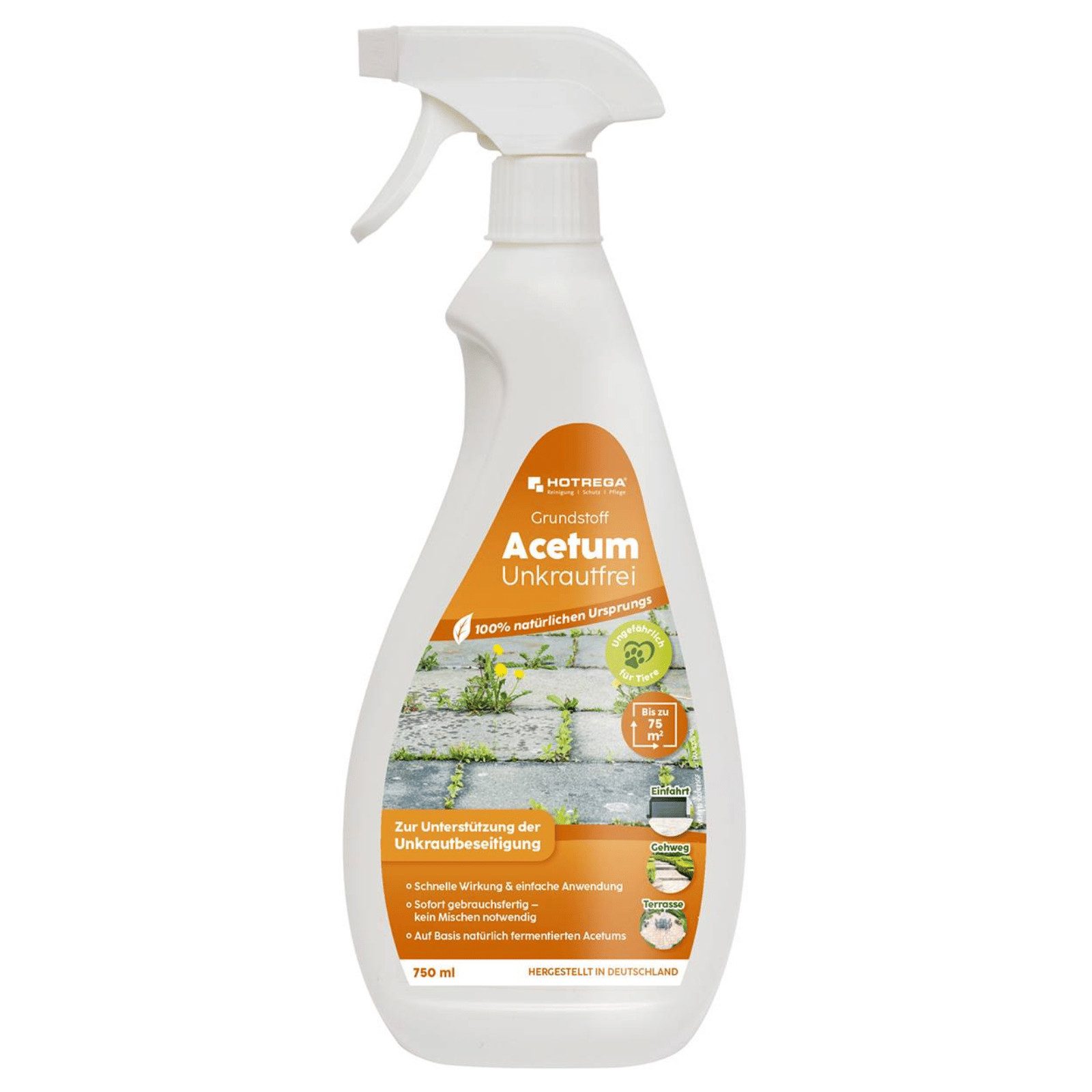 HOTREGA® Unkrautbekämpfungsmittel Grundstoff Acetum Unkrautfrei, Unkrautbeseitigung, 750 ml, 1 St.