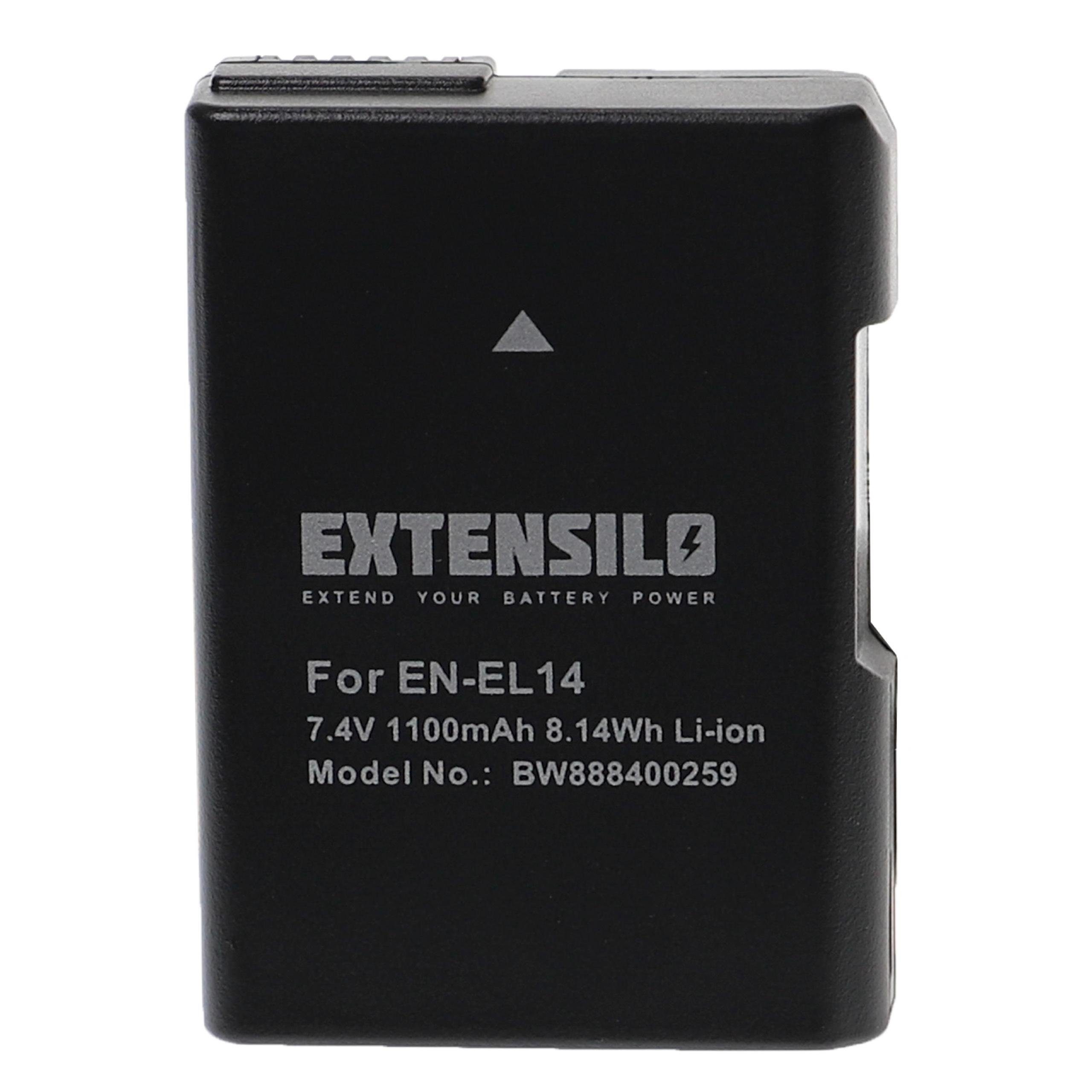 Extensilo Ersatz für Nikon EN-EL14 für Kamera-Akku Li-Ion 1100 mAh (7,4 V)