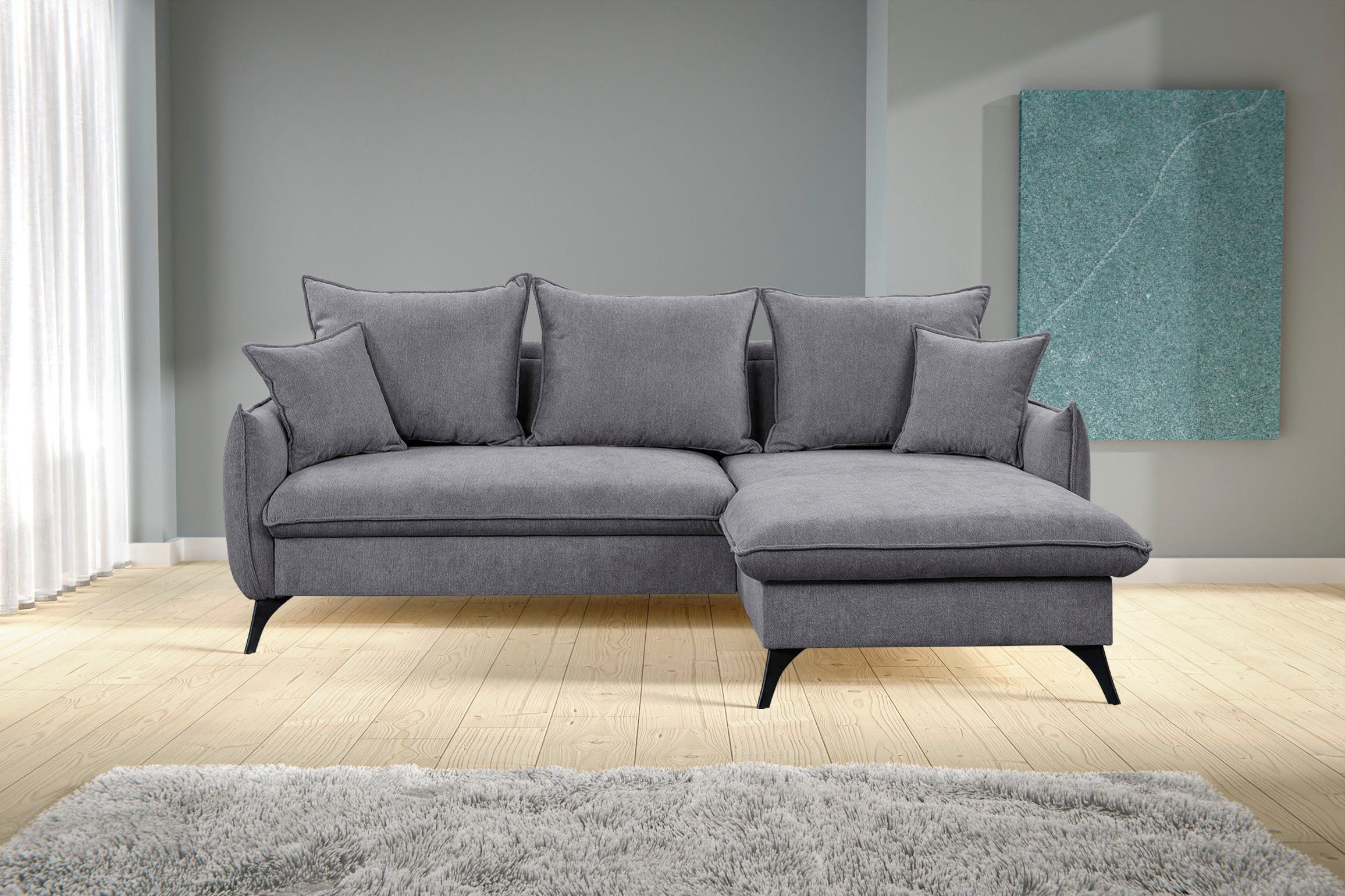 WERK2 Ecksofa Modica, Minimalistisches Ecksofa mit Schlaffunktion & Bettkasten | Ecksofas