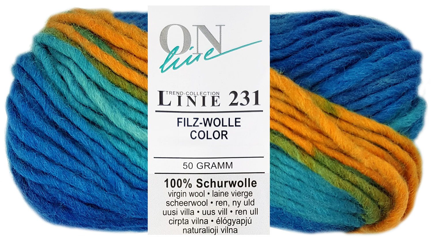 Online Garne 50 Gramm ONline Linie 231 Filzwolle Color Farbauswahl Bastelgarn