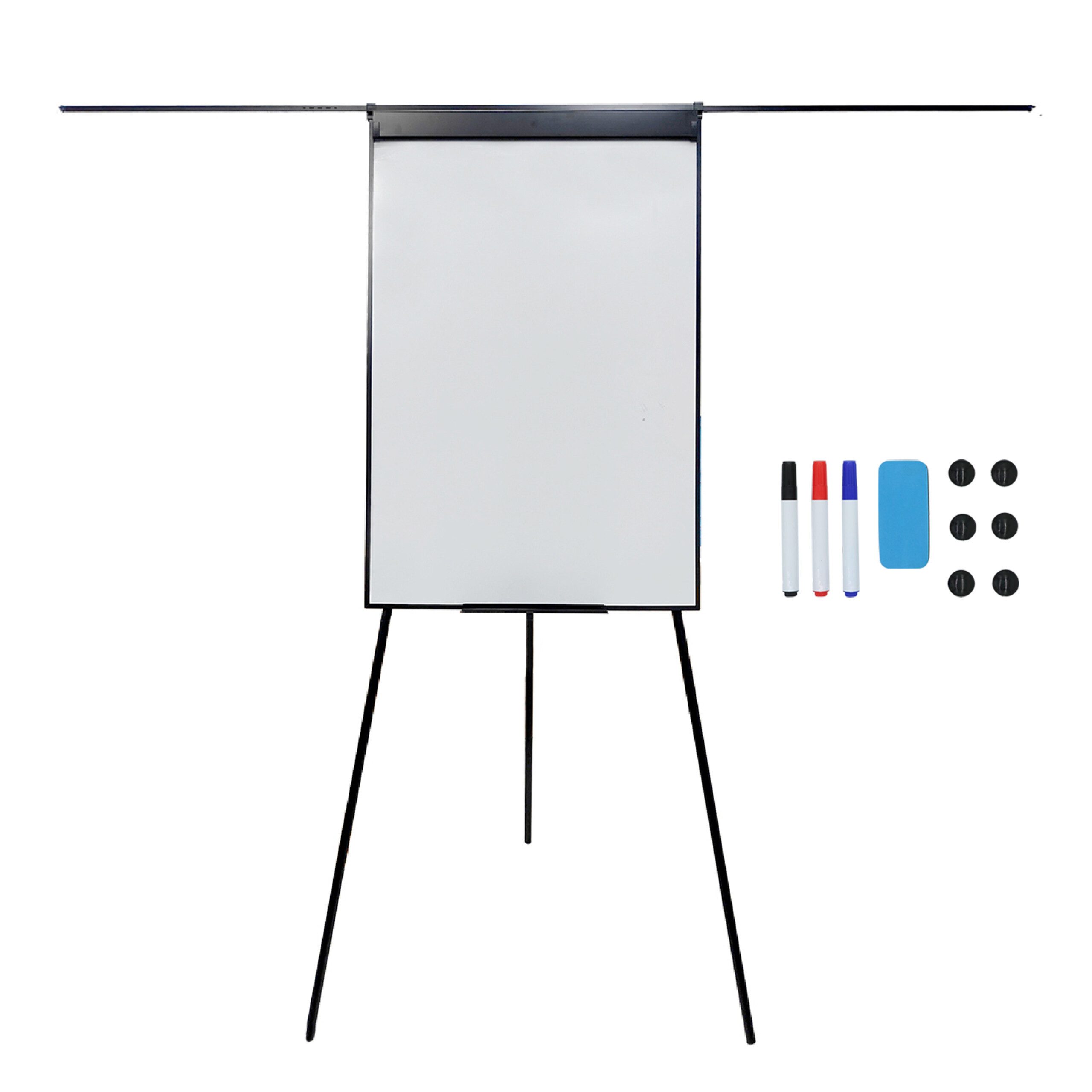 relaxdays Magnettafel Flipchart Whiteboard 100x70 cm 2 Arme, schwarz günstig online kaufen