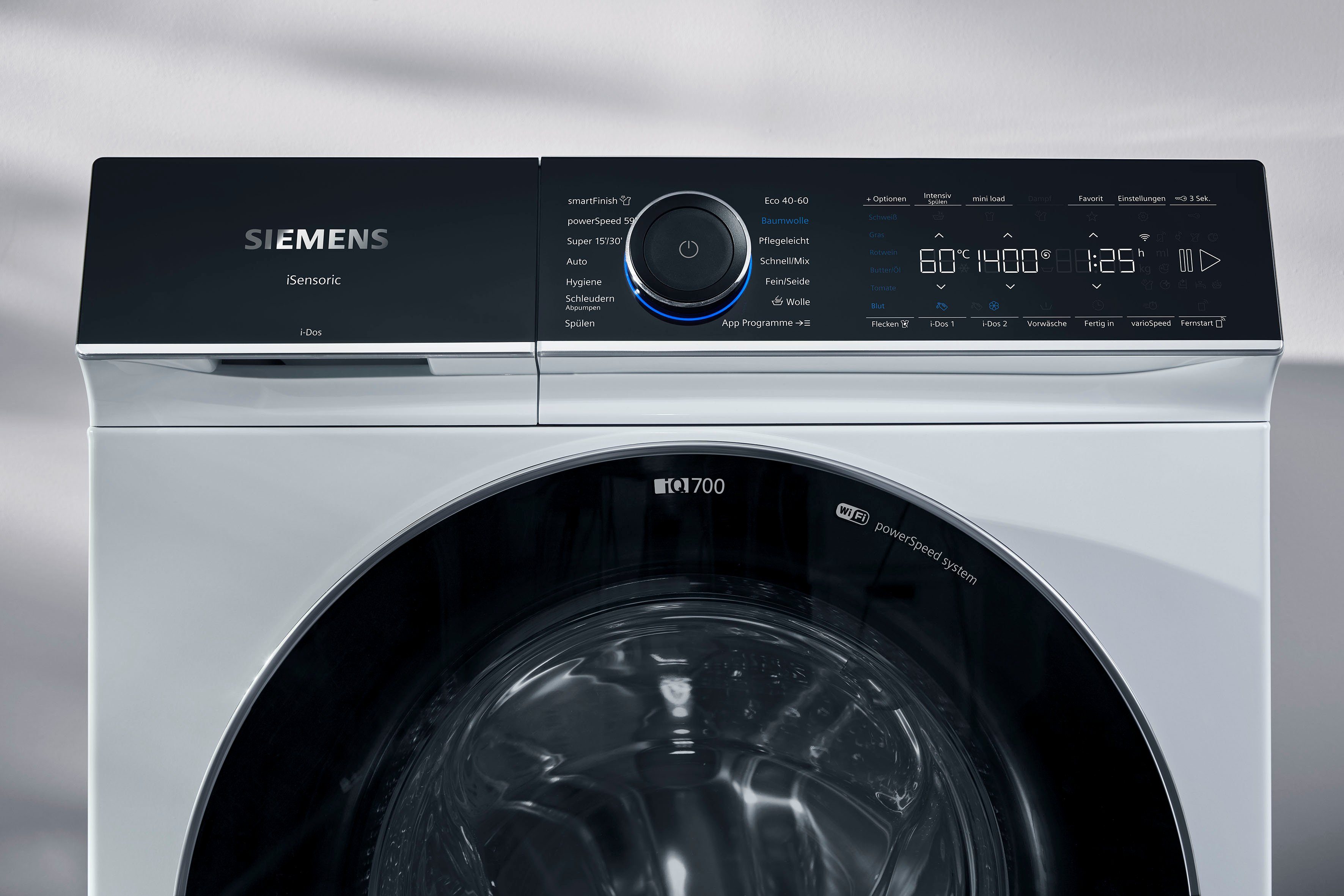 SIEMENS Waschmaschine iQ700 WG44B2A40, 9 kg, 1400 U/min, Made in Germany, automatische Waschmitteldosierung i-Dos, smartFinish