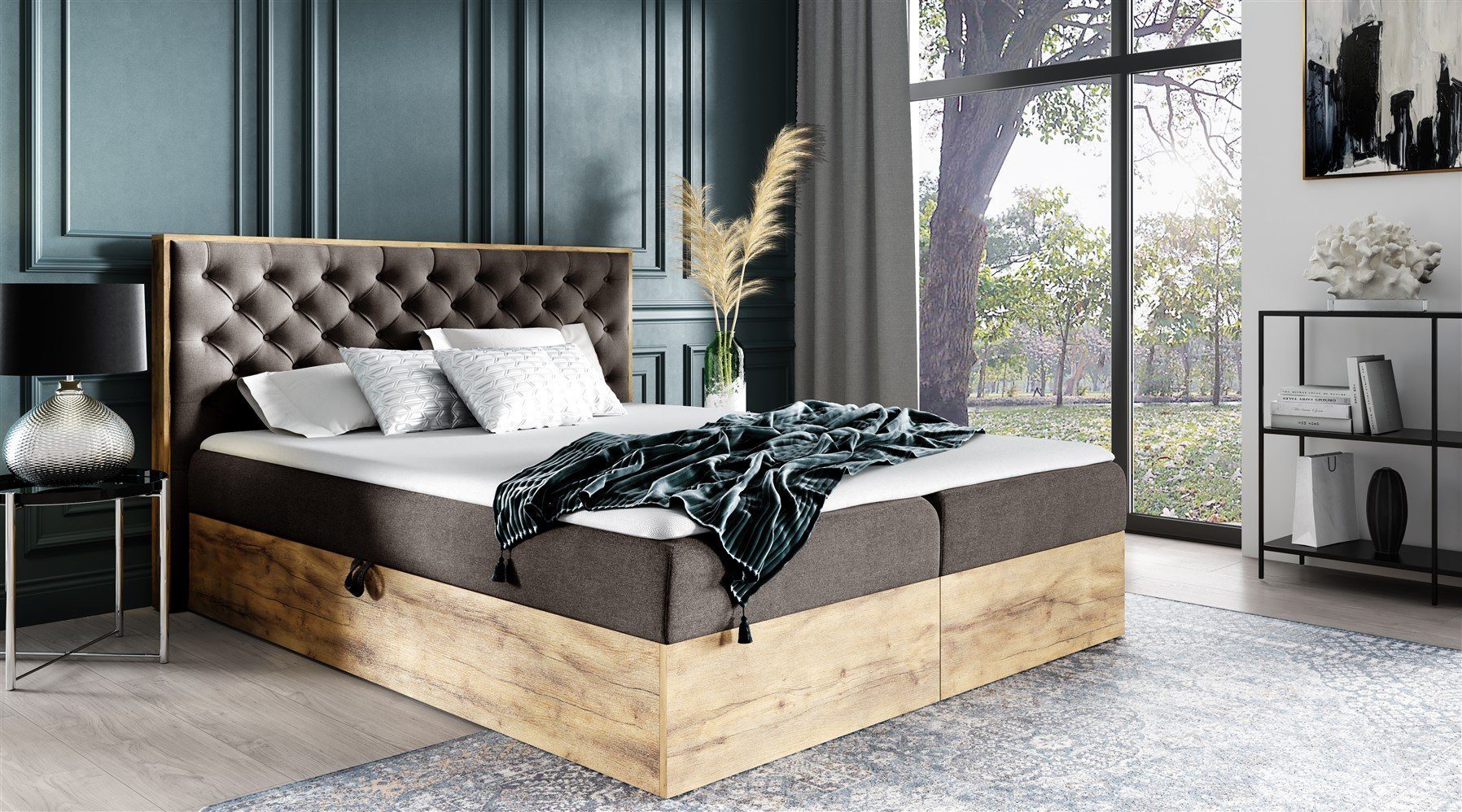 Fun Möbel Boxbett Schlafzimmerbett DIONA in Stoff Faro (200x200) (auch in Ü günstig online kaufen