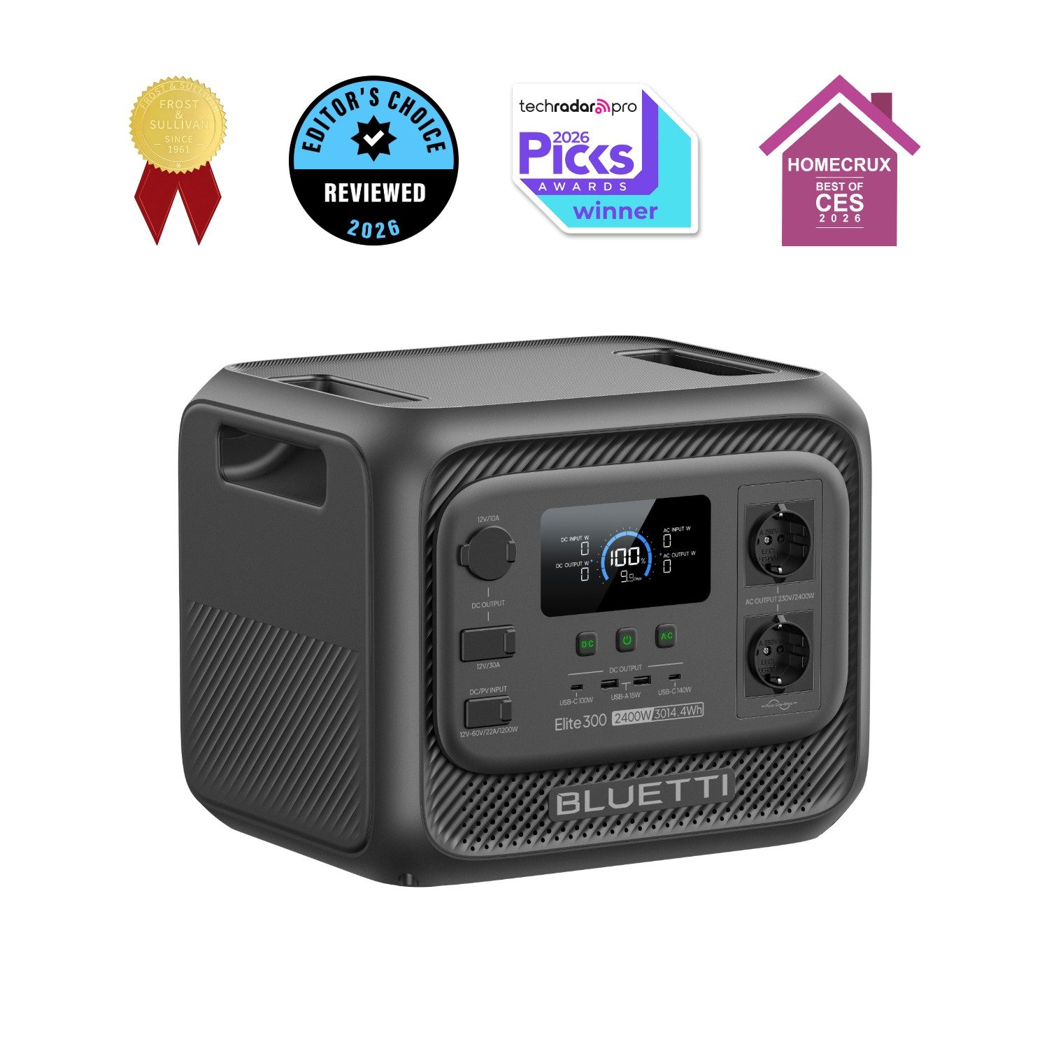 BLUETTI Stromerzeuger Elite 300 2400W/ 3014,4Wh Tragbare PowerStation (2026 Neu), 2,4 in kW, (LiFePO4 Batterie Backup mit 2400W AC Ausgängen (4800W Surge), Kompakte 3kWh Solargenerator für Zuhause, Camping & Wohnmobil