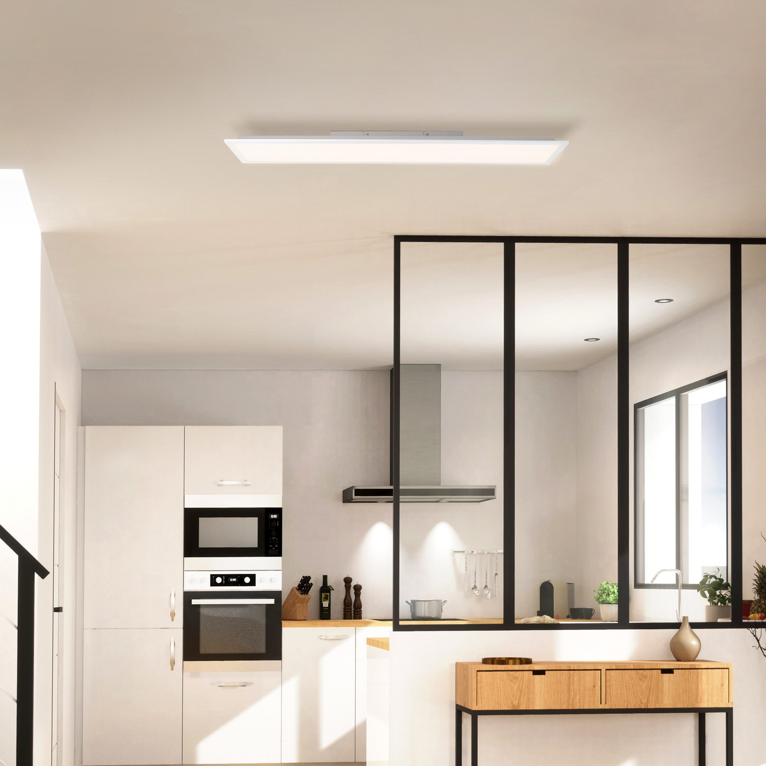 Lightbox LED Panel, LED fest integriert, Warmweiß, LED Deckenaufbau-Paneel, 100 x 25cm, 2400lm, 2700K, Aluminium, weiß