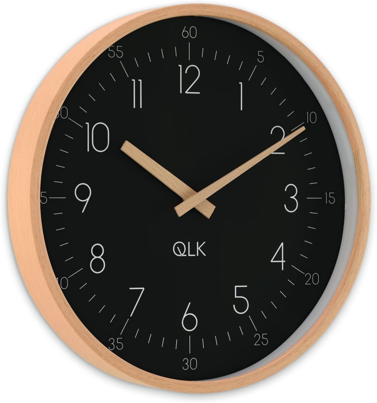 Holzrahmen Uhr Design Zeigern, Wanduhr Ø31cm schwarz Slight mit Moderne QLK und