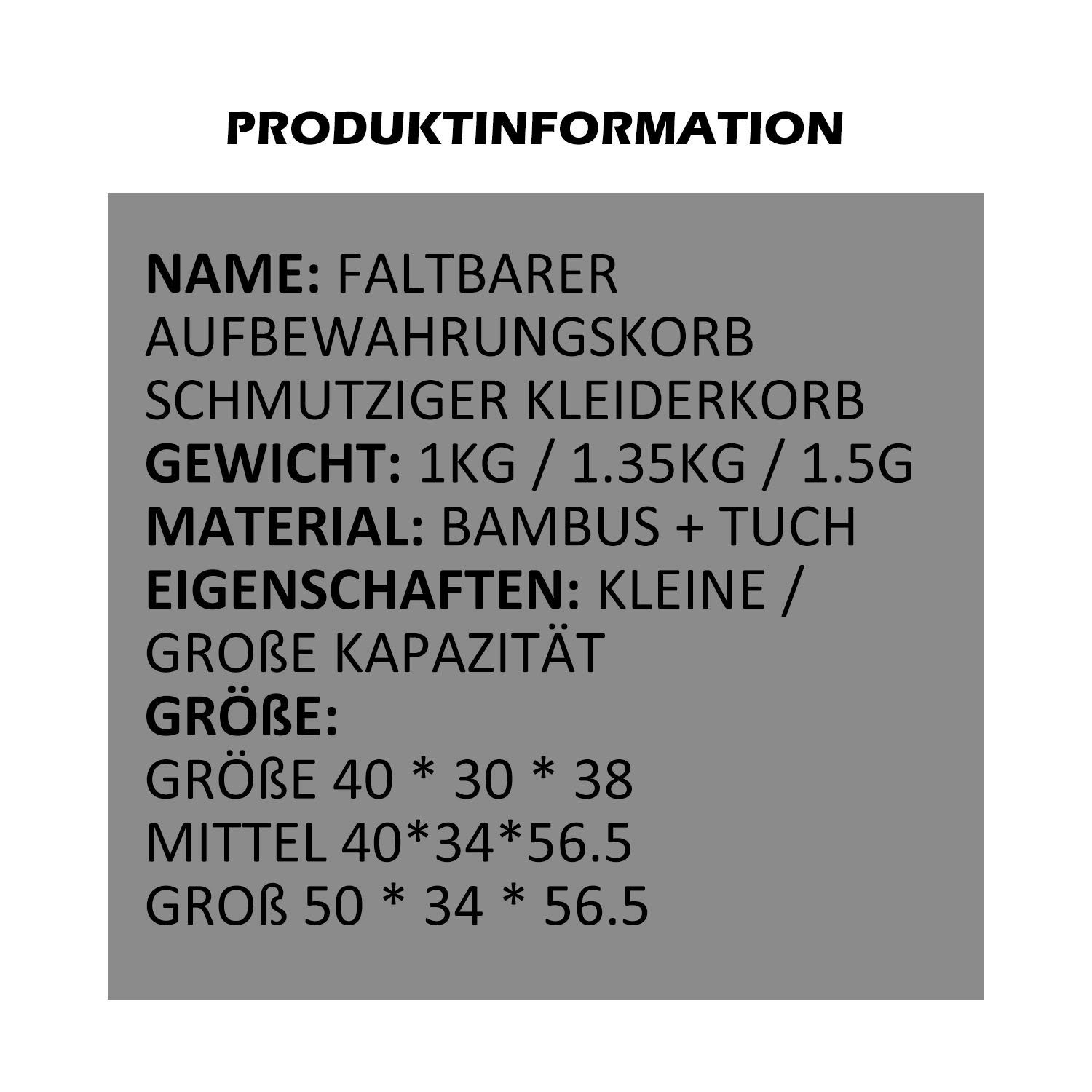 MAGICSHE Wäschekorb Zusammenklappbare Bambus Holz große Kapazität Wäschekorb Sorter Cart (1 St), Tragbarer X-Frame-Wäschekorb, Schmutzwäschekorb