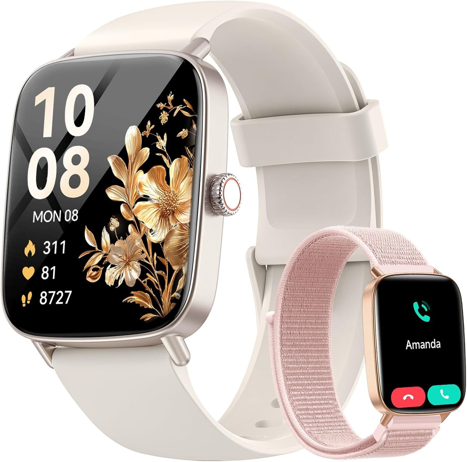Aeac Smartwatch (4,6 cm, android ios), Smartwatch Damen Elegant Design Fitness Herzfrequenz Benachrichtigung