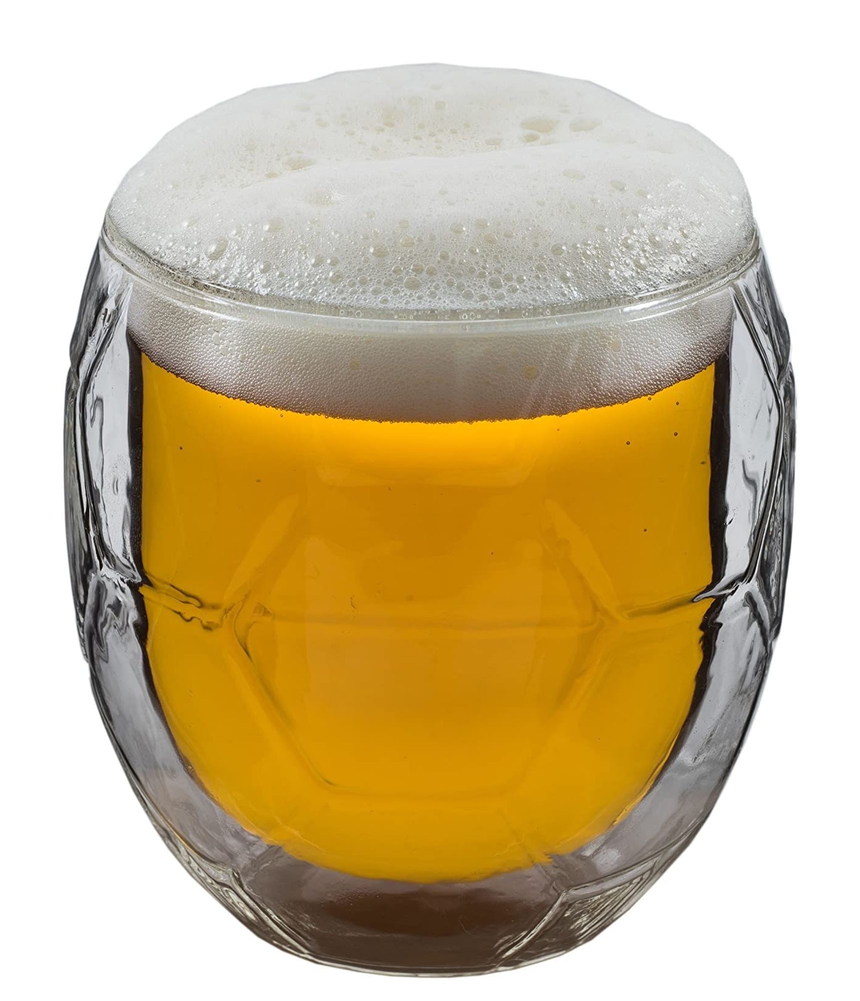 Feelino Gläser-Set Bierglas Trinkglas Fußball Thermoglas Doppelwandig Schwebeefekt, Glas