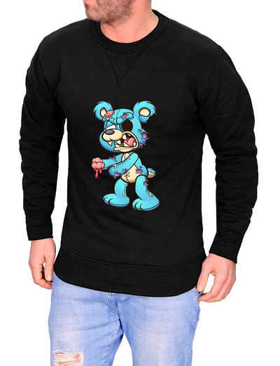 RMK Rundhalspullover Herren Pullover Langarmshirt Sweatshirt Pulli mit Cartoon Motiv