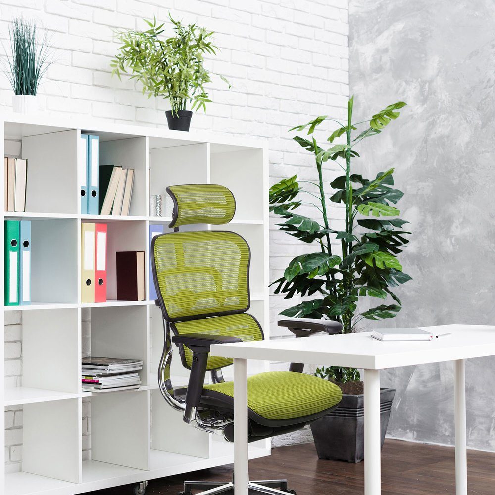 Chefsessel ERGOHUMAN Grün Drehstuhl Bürostuhl ergonomisch Netzstoff Luxus (1 OFFICE hjh St),