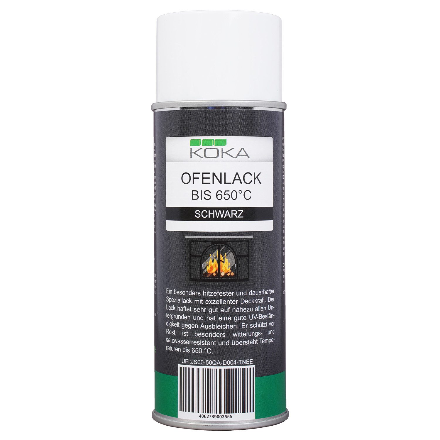 Sprühlack Ofenlack 400ml 650°C Ofen-Farbe Schwarz Matt