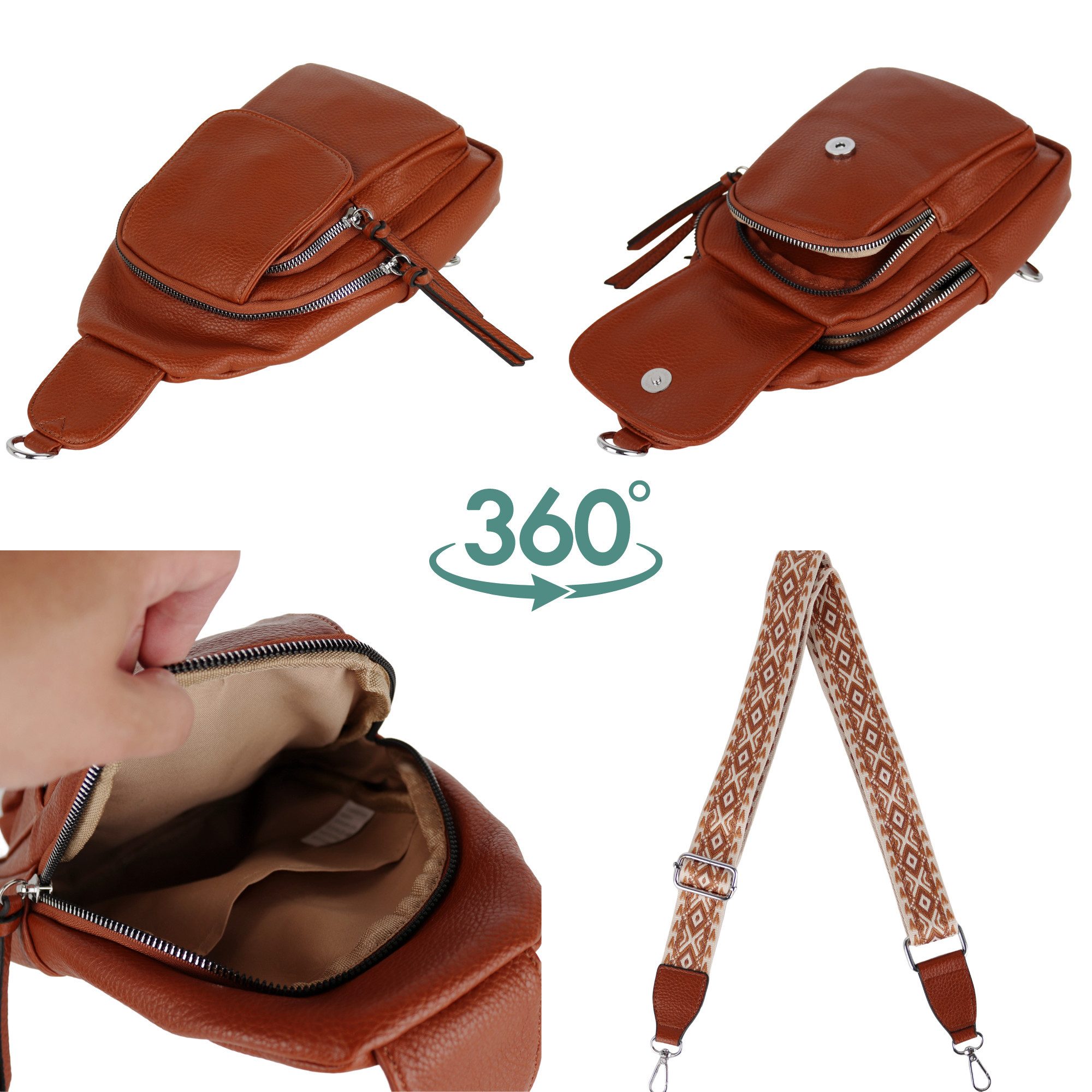 MIRROSI Umhängetasche Sling Bag,Brusttasche, Crossbody 19x28x8cm (für Ausflüge, Reisen, Wanderungen, und Partys, Mittelgroß), auch für die Verwendung als Rucksa – Bild 3 von 3
