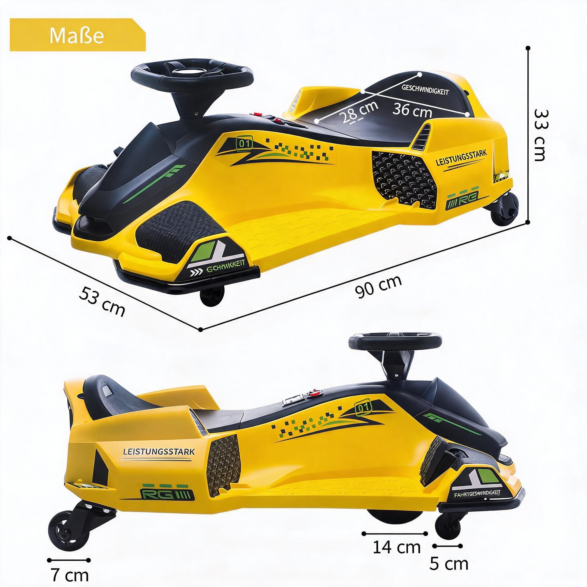 GarveeMore Elektro-Kinderquad 24V Elektro Drift Kart für Kinder – 5 Räder für maximale Stabilität