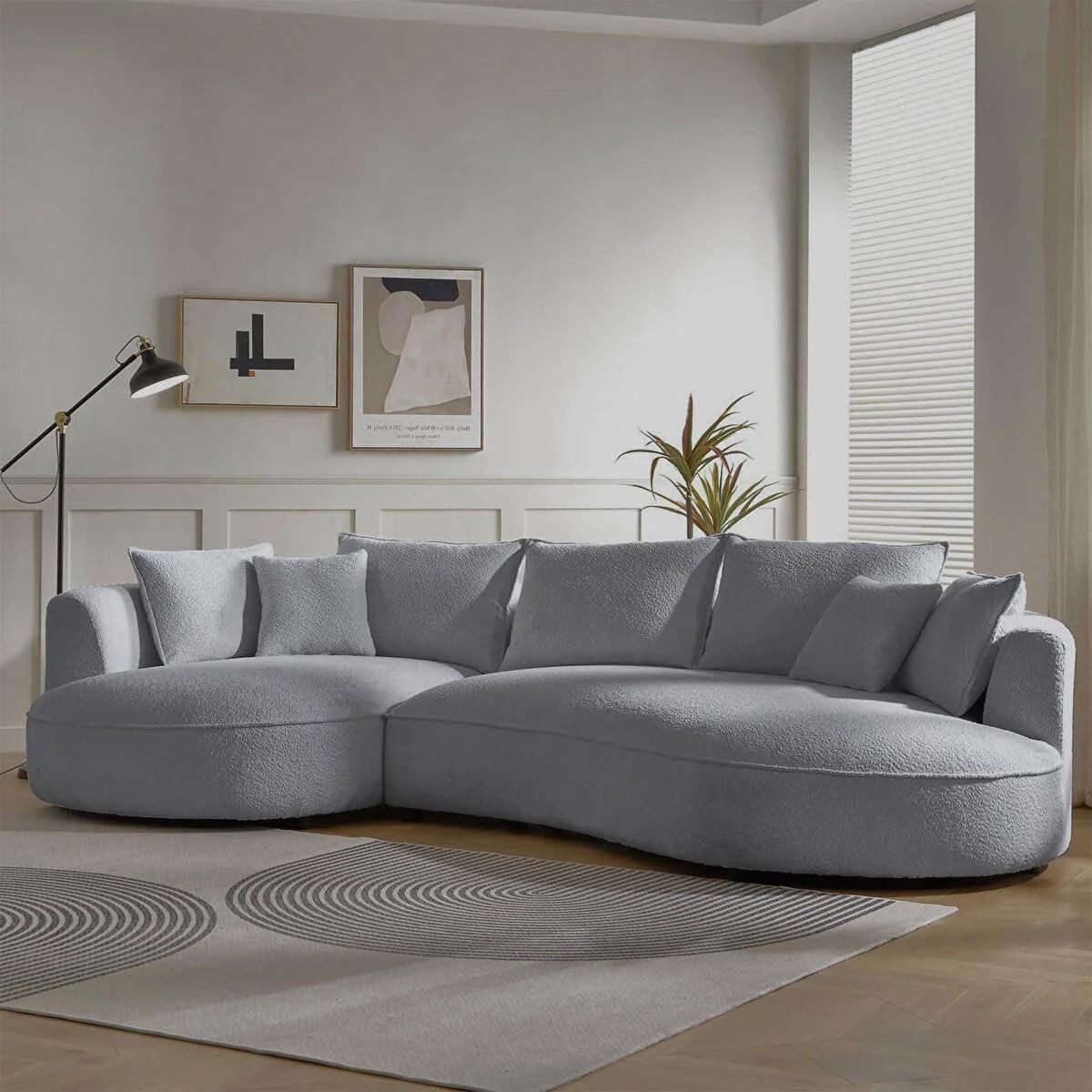 Skye Decor Ecksofa, Großes L Sofa mit Bouclé-Bezug – 30 DNS Schaum, pflegeleicht