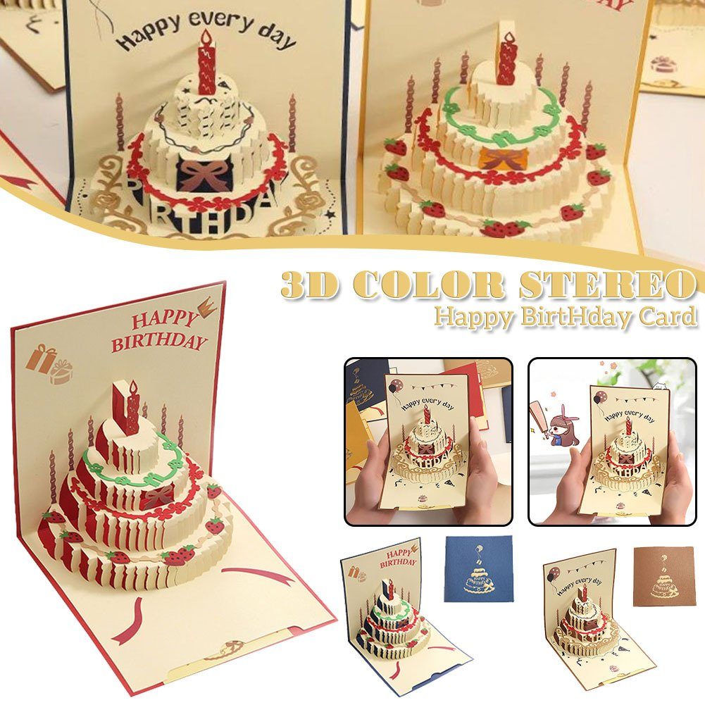 Blusmart Weihnachtskarte 3D-Grußkarte Zum Geburtstag, Zum Faltbare Glückwunschpostkarte yellow