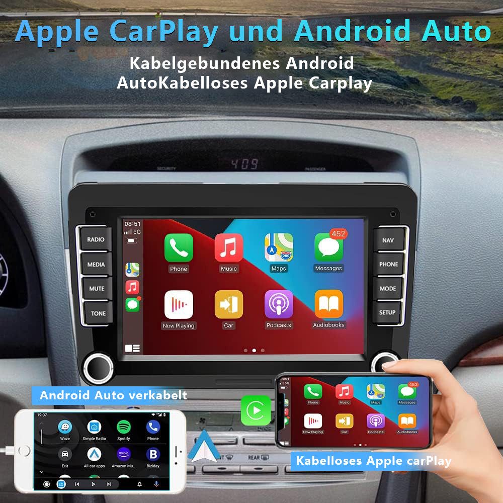 Hikity 2 DIN 7 Zoll Stereoton mit Rückfahrkamera für VW Golf 5/6 Passat B6 Autoradio (Navigation GPS/WiFi, RDS/FM-Radio)