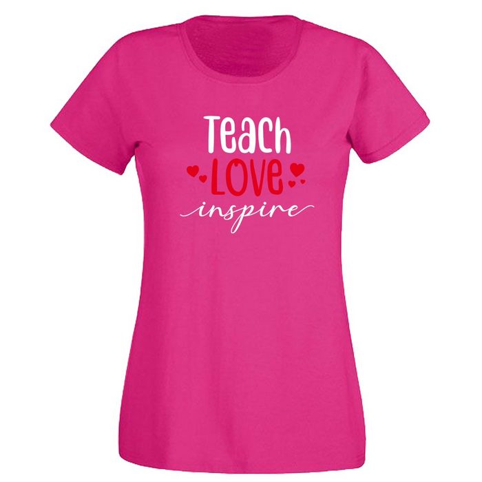 G-graphics T-Shirt Damen T-Shirt - Teach love inspire mit trendigem Frontprint • Aufdruck auf der Vorderseite • Spruch / Sprüche / Print / Motiv • für jung & alt