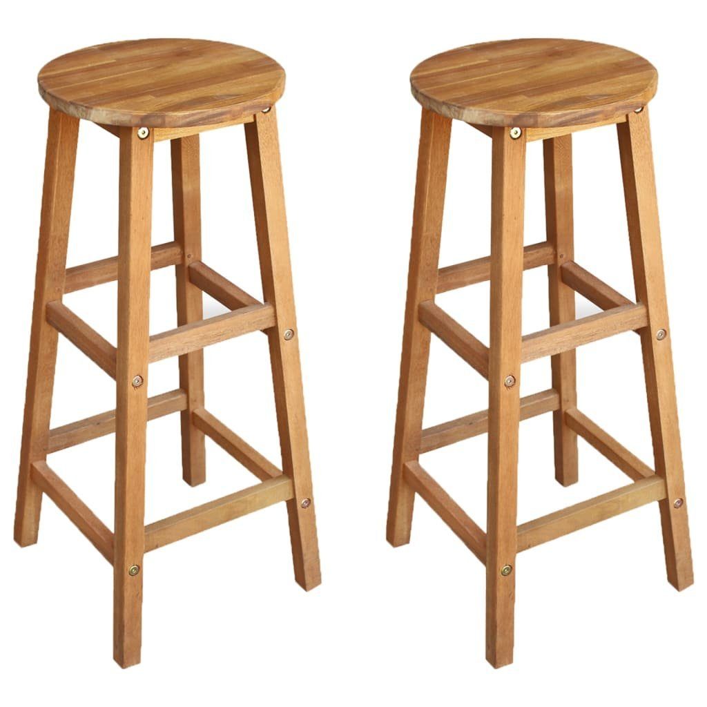 Barhocker (2 St),Akazie Holz Massiv 76cm Sitzhöhe