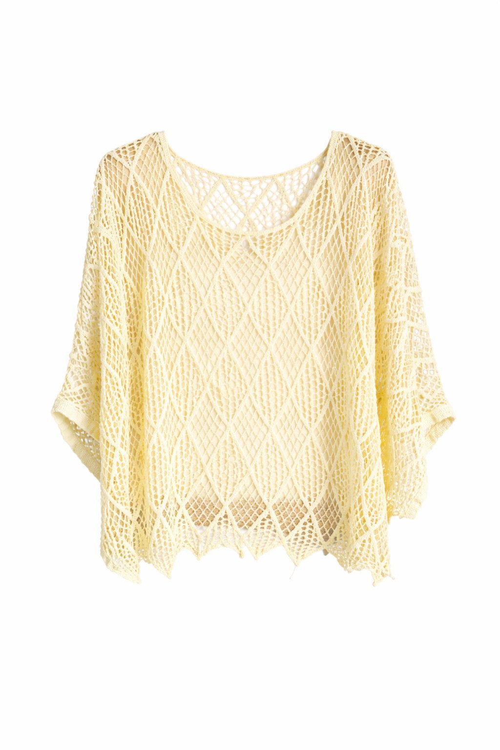 ITALY VIBES Blusenponcho - Poncho - Häkelshirt Damen - Häkelbluse - gratis Untershirt - Top ONE SIZE / passend für Größe XS - L - gratis Top