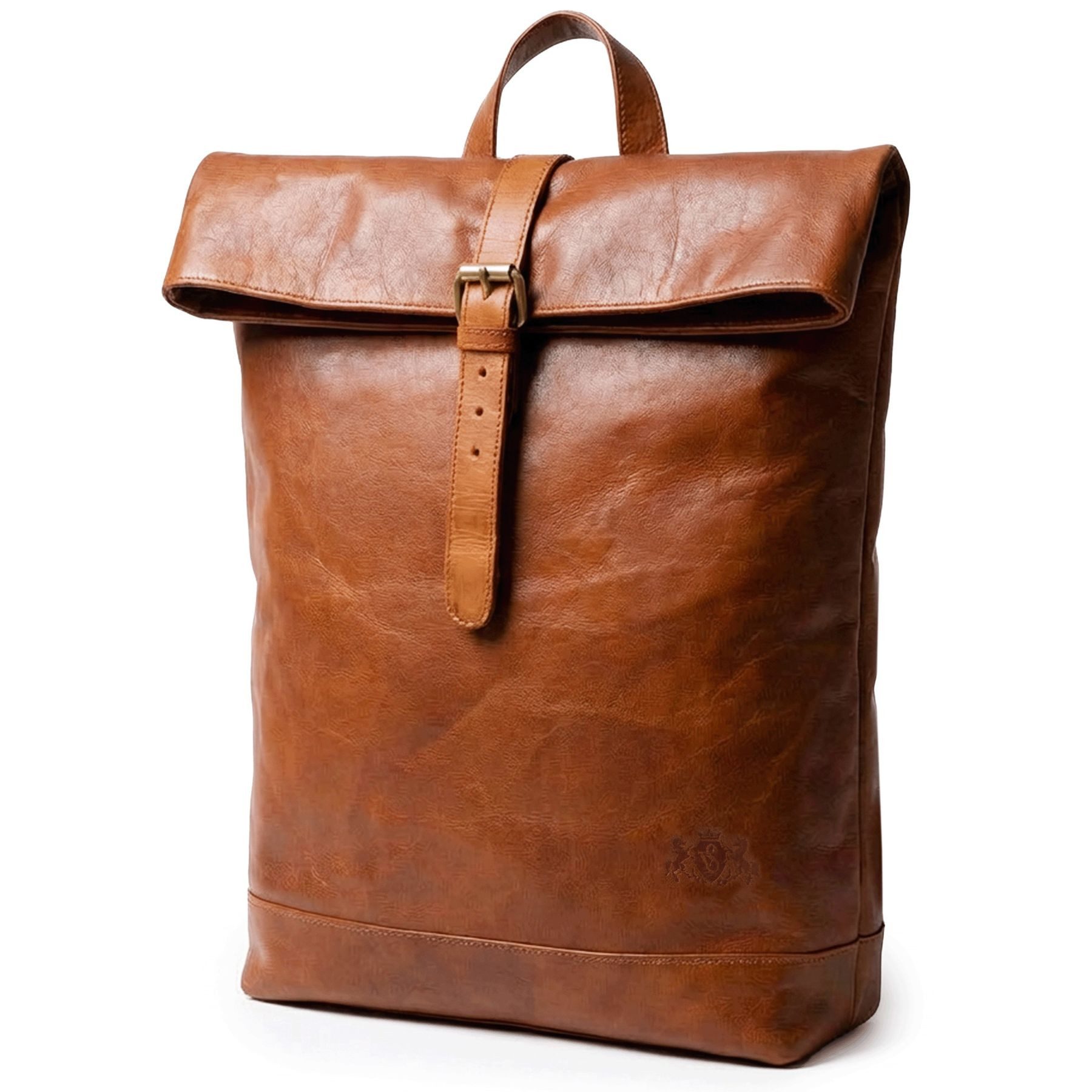 SID & VAIN Rucksack echt Leder Rucksack 15 Zoll Laptop Fach braun-cognac unisex, Cityrucksack 15,4 Zoll echt Leder Unisex, Rucksack vintage-braun