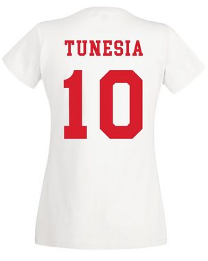 Youth Designz T-Shirt Tunesien Damen T-Shirt im Fußball Trikot Look mit trendigem Motiv