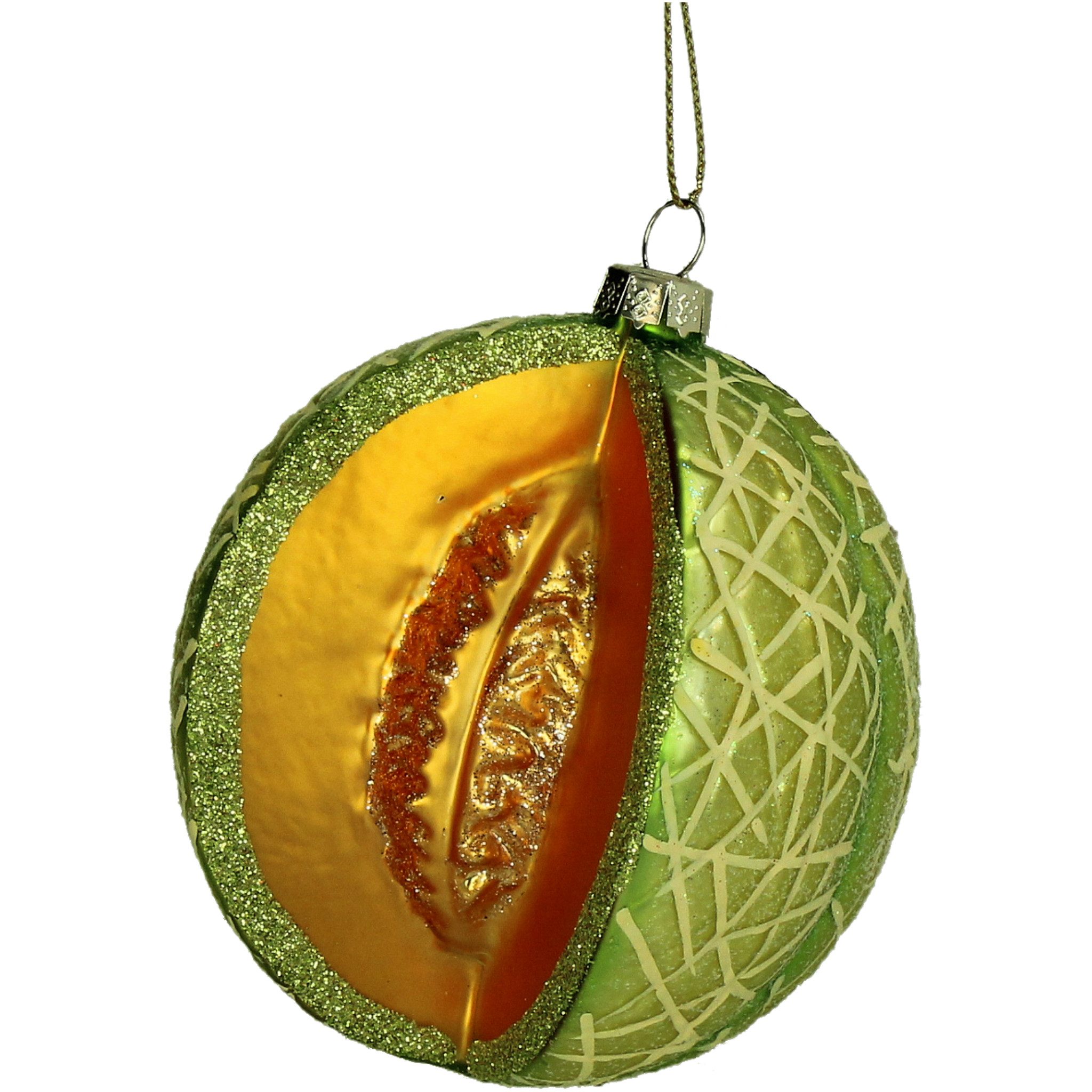 HD Collection Christbaumschmuck, Christbaumschmuck Glas 10cm Melone Figur Grün / Gold