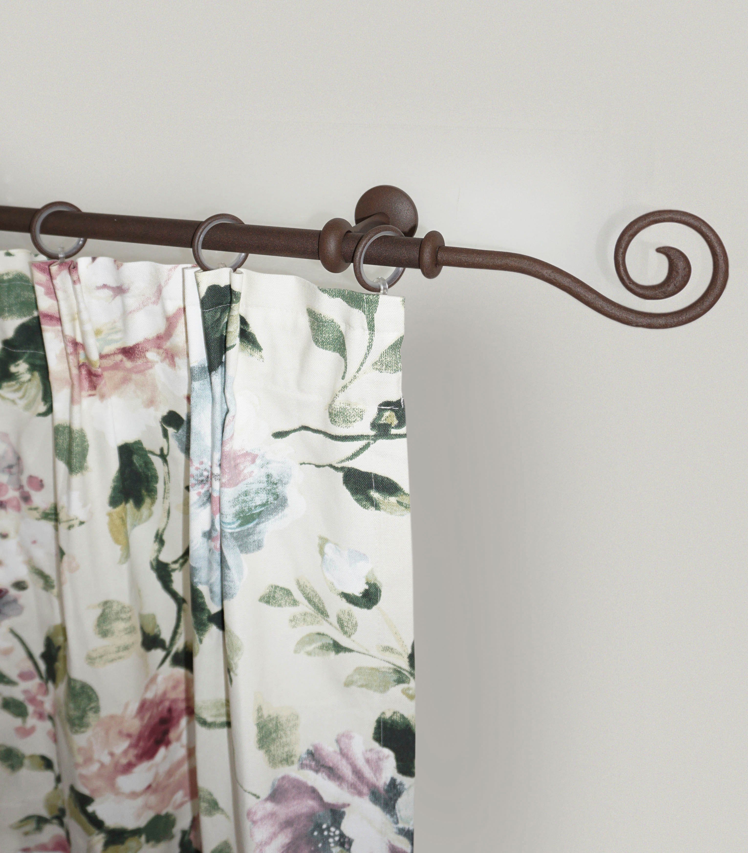 GARESA Gardinenstange ESPERANCA, Ø 16 mm, 1-läufig, Wunschmaßlänge, verschraubt, Metall, Vorhanggarnitur, verlängerbar, Endknopf Spirale, Eisen, mit Ringe