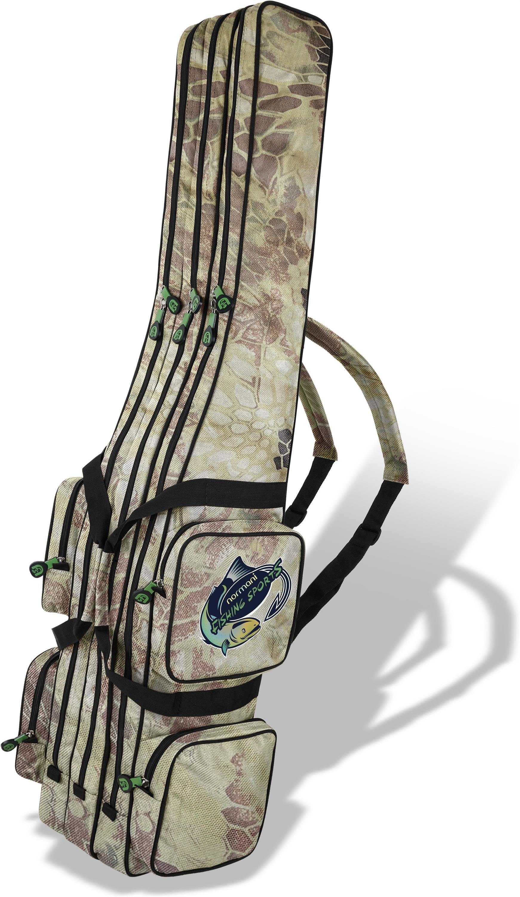 normani Angelrutentasche Rutentasche 1,25 m bis 2,10 m RodBox Triple, Rutenfutteral Anglertasche Rutenrucksack mit 3 Rutenfächern Waldtarn | Alle Damentaschen