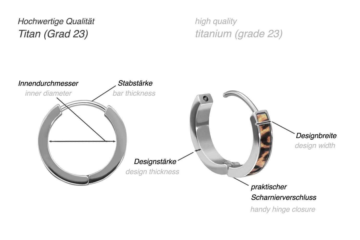 FILANGO Paar Creolen Titan Ohrclicker Creolen LEOPARD (Creolen, 1-tlg)