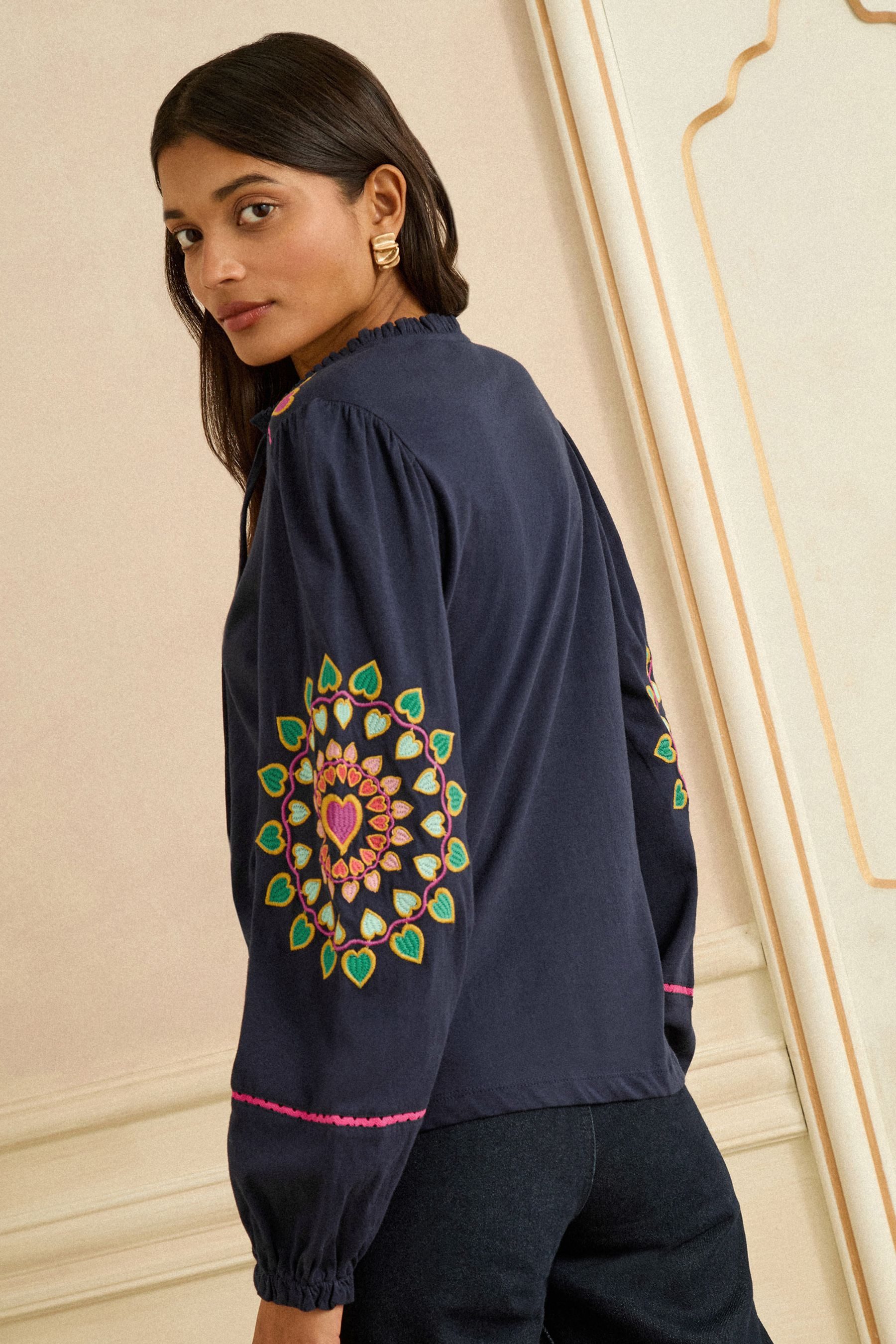 Love & Roses Langarmbluse Love & Roses Oberteil, Kerbausschnitt, Kurzgröße günstig online kaufen