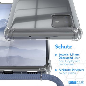 EAZY CASE Handykette Clips Schwarz für Samsung Galaxy M51 6,7 Zoll, Silikonhülle Transparent Handyhülle mit Kordel Kette zum Umhängen Blau
