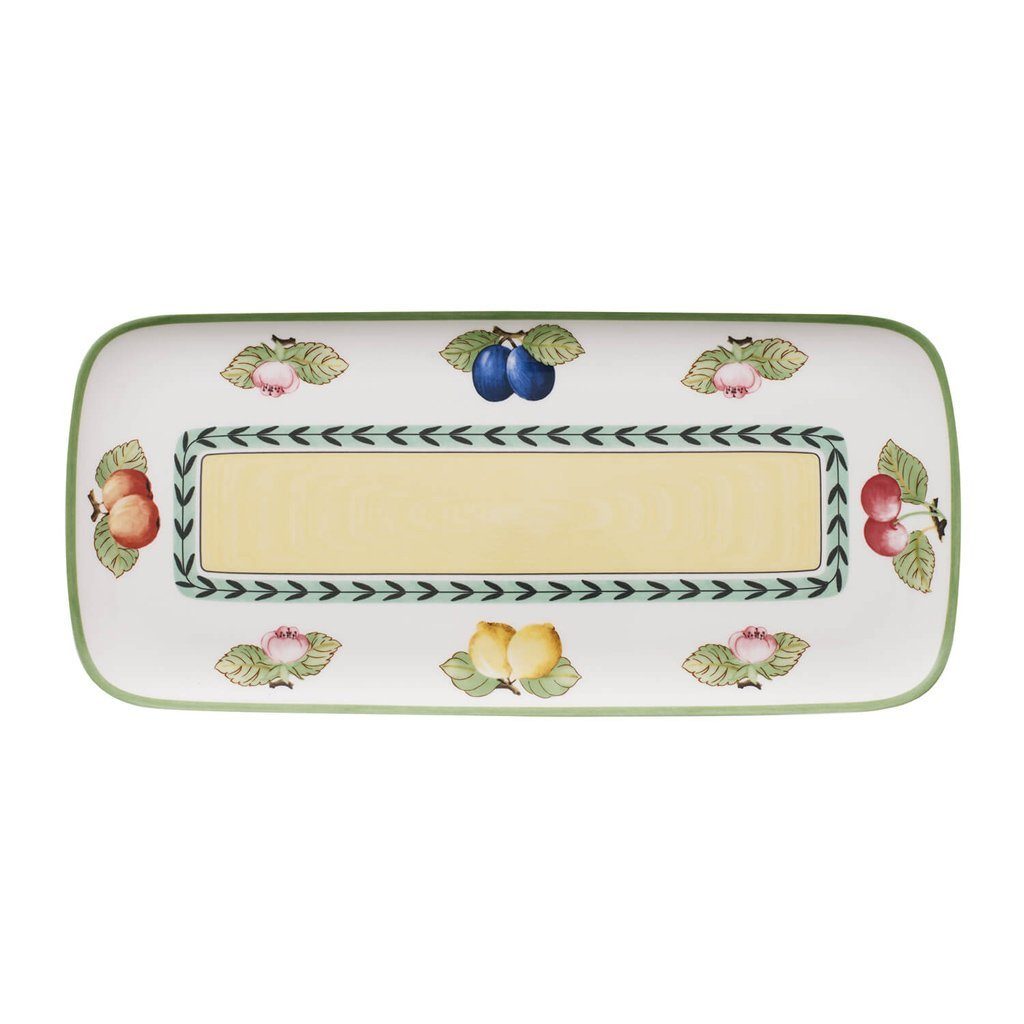 Villeroy & Boch Servierplatte Charm & Breakfast French Garden Kuchenplatte eckig, Porzellan, (1-tlg)