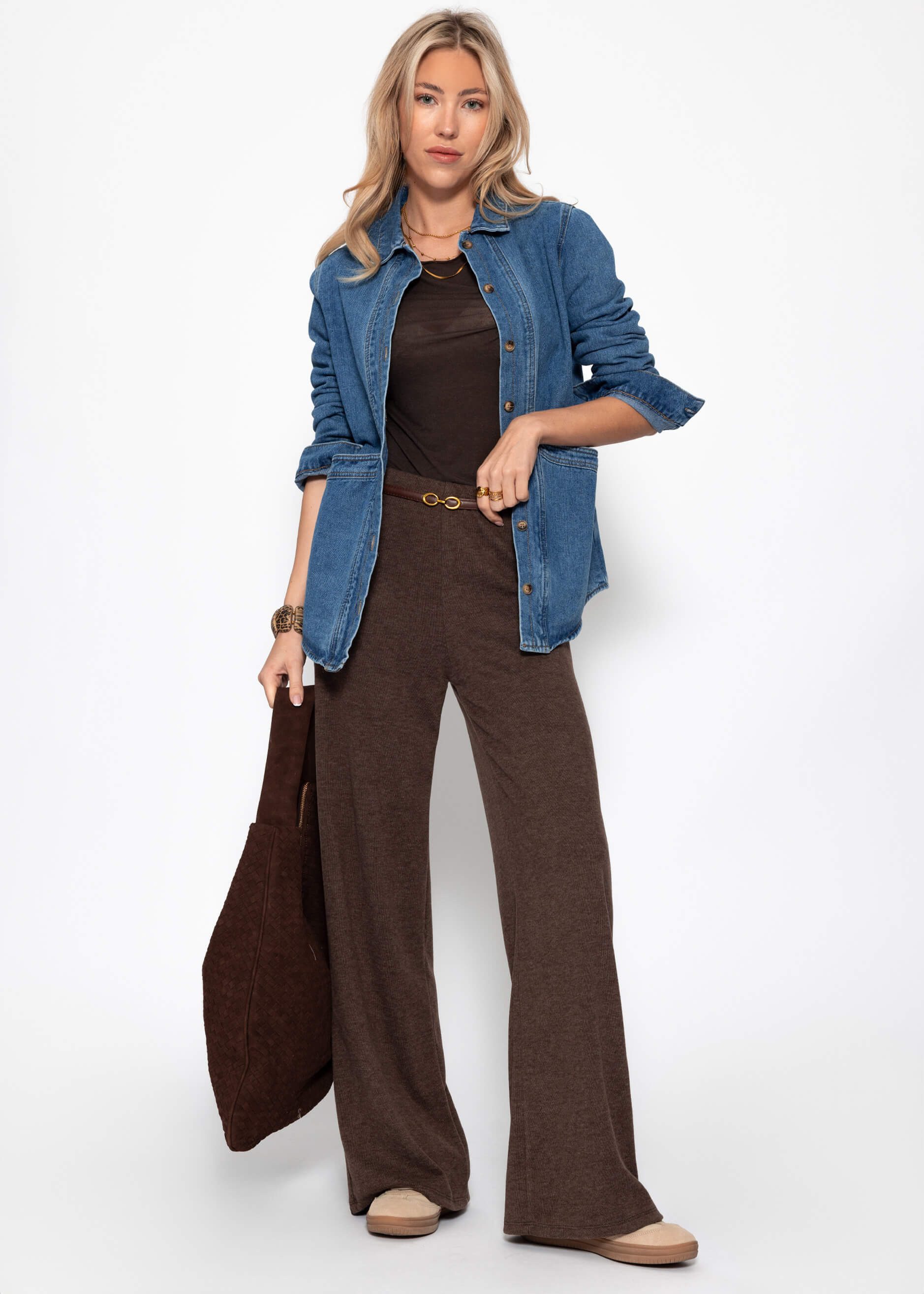 SASSYCLASSY Stoffhose Loungewear Hose mit geradem Bein für Damen Bequeme St günstig online kaufen