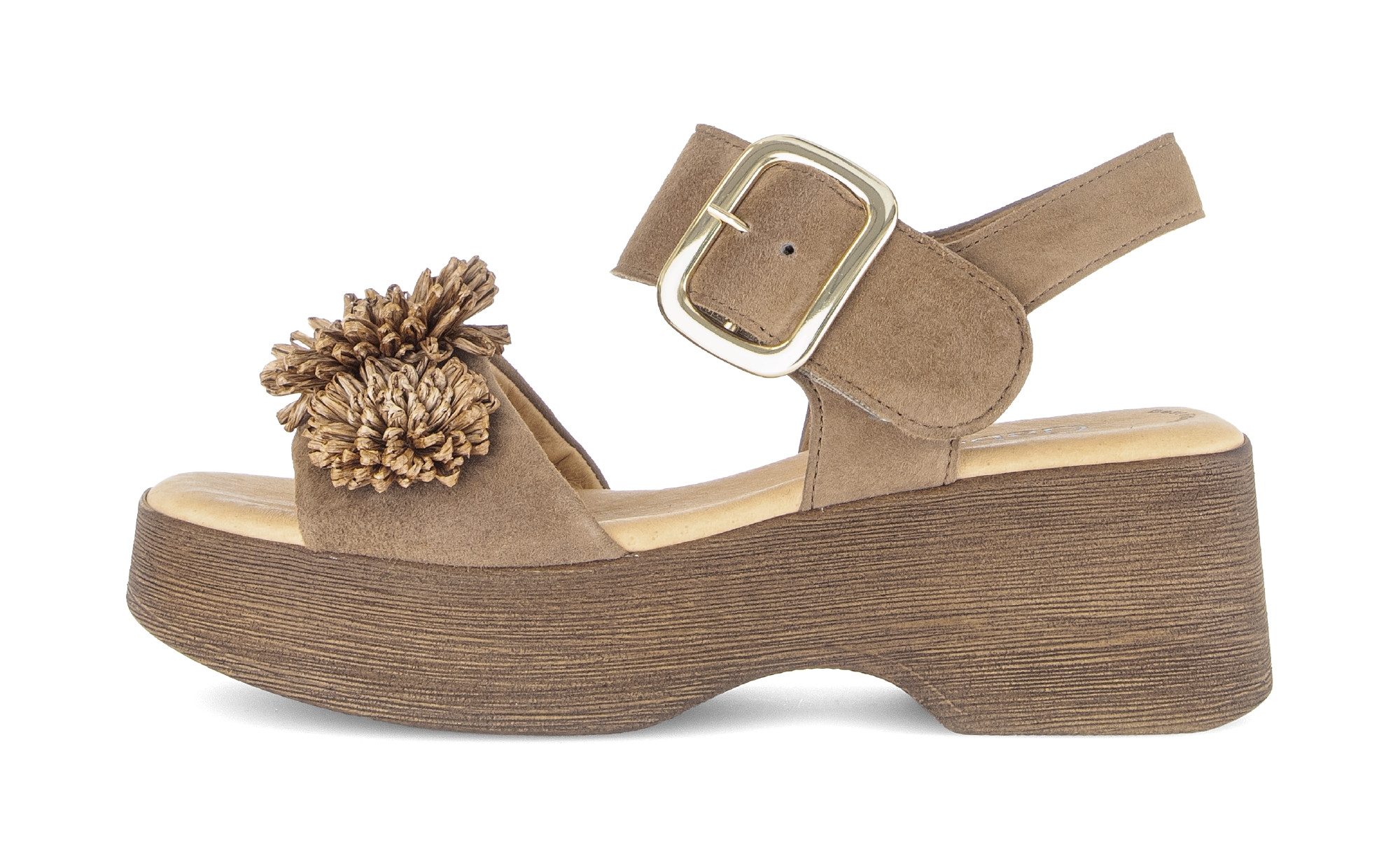 Gabor Sandalette, Sommmerschuh mit Plateau und Absatz in Holzoptik