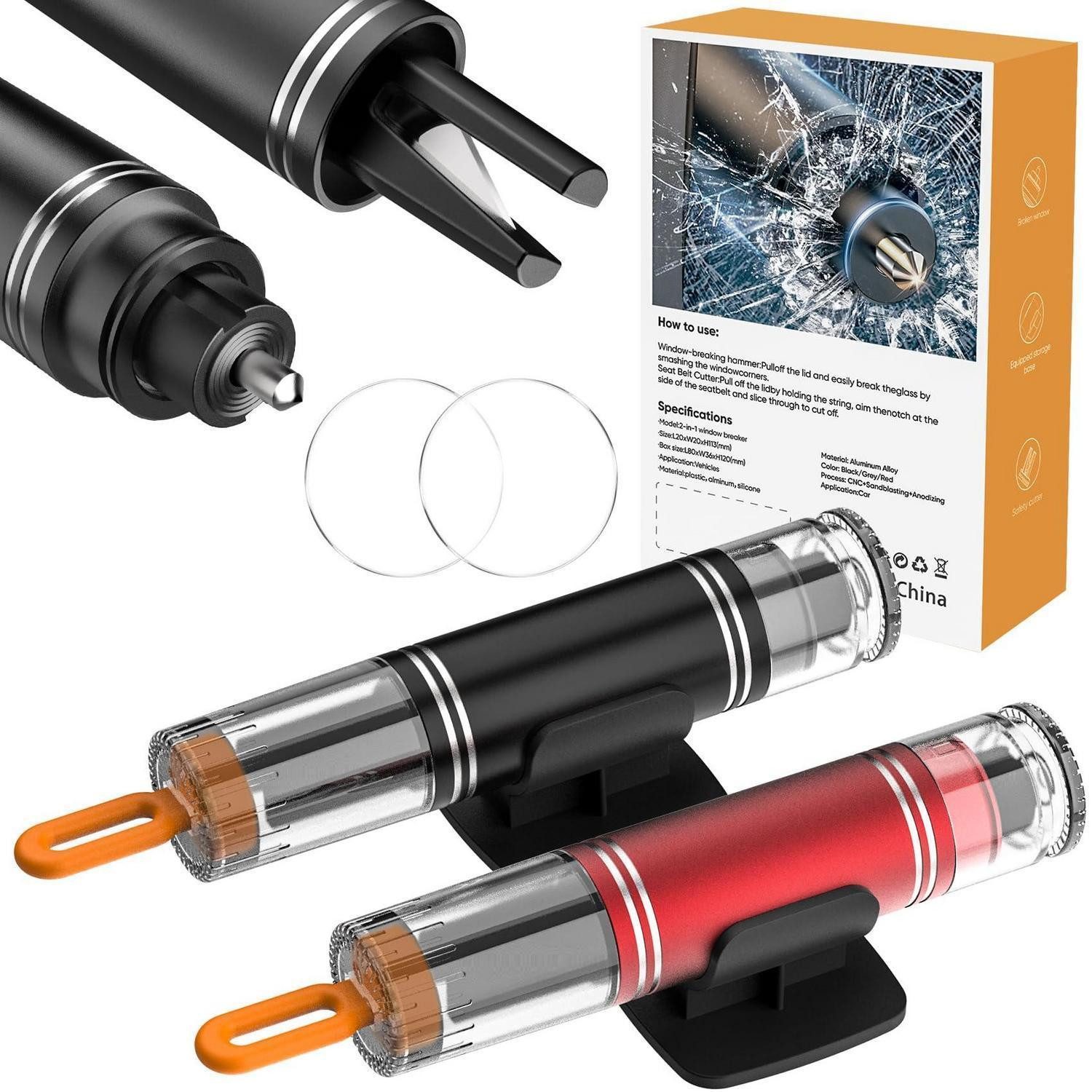 LuxusKollektion KFZ-Verbandkasten Notfallhammer 2er Set Gurtschneider Glasbrecher Auto, (2 St)