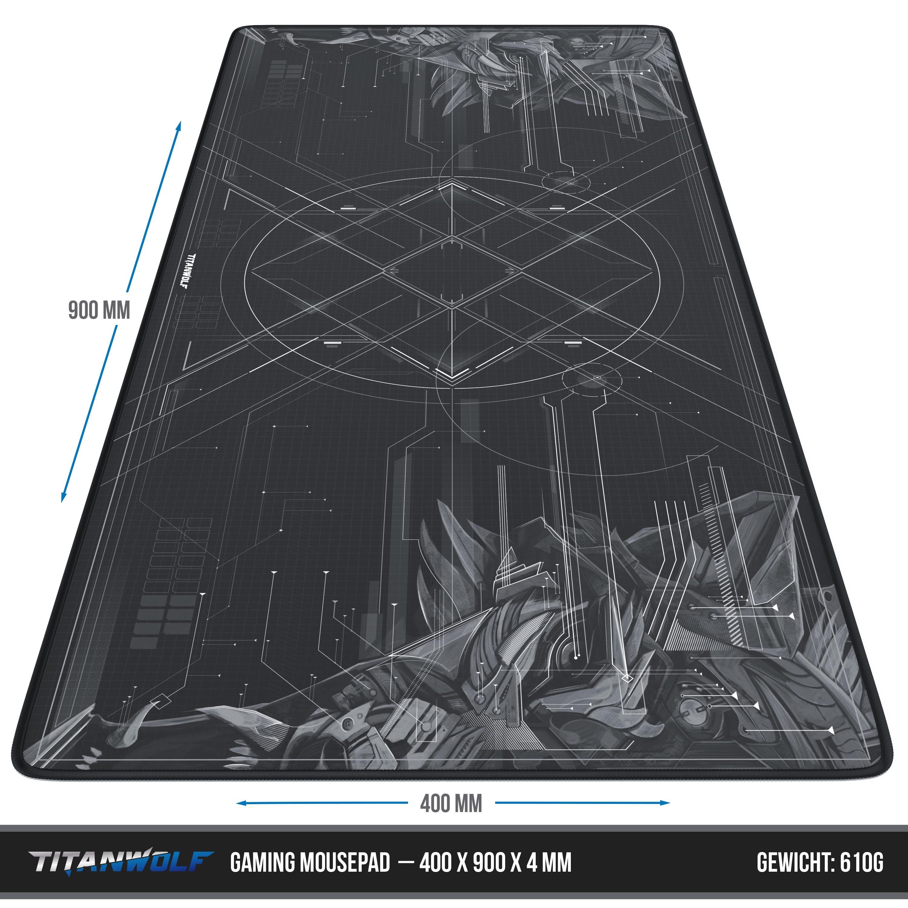 Titanwolf Gaming Mauspad XXL Speed Mousepad 900 x 400 x 3 mm, große Tischunterlage, Large Size (1-St), rutschfest, abwaschbar, für Geschwindigkeit & Präzision,  – Bild 3 von 5