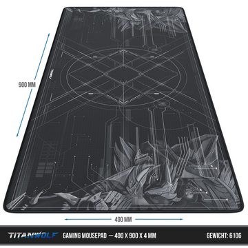 Titanwolf Gaming Mauspad, XXL, glattes Stoffgewebe, Speed Mousepad 900 x 400mm große Fläche