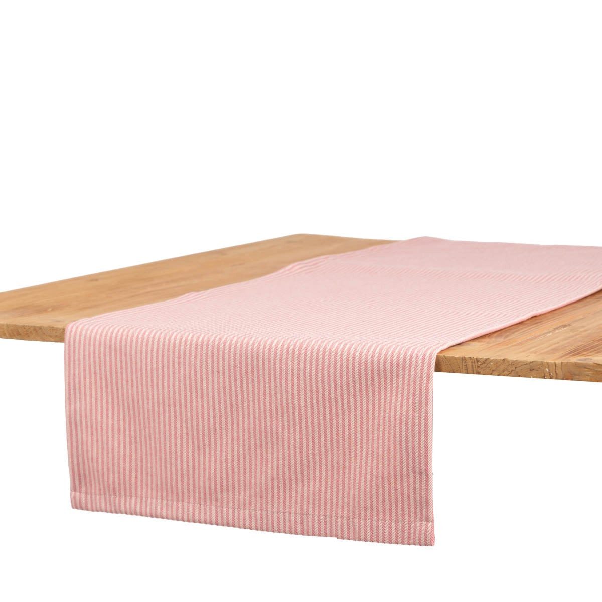 SCHÖNER LEBEN. Tischläufer SCHÖNER LEBEN Tischläufer Dobby Streifen rosa/ecru 40x160 cm, handmade