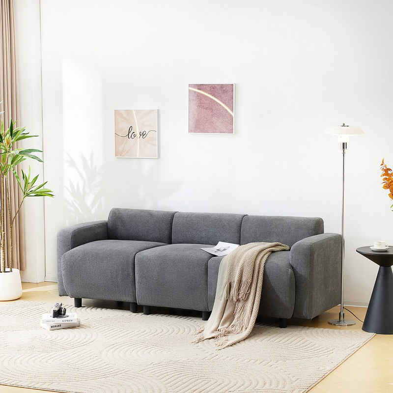 BlingBin Loungesofa 3 Sitzer Sofa Couch Polstermöbel Wohnzimmersofa, 1er Set 1 Teile, modernes Design, Sofa mit 2 Kissen