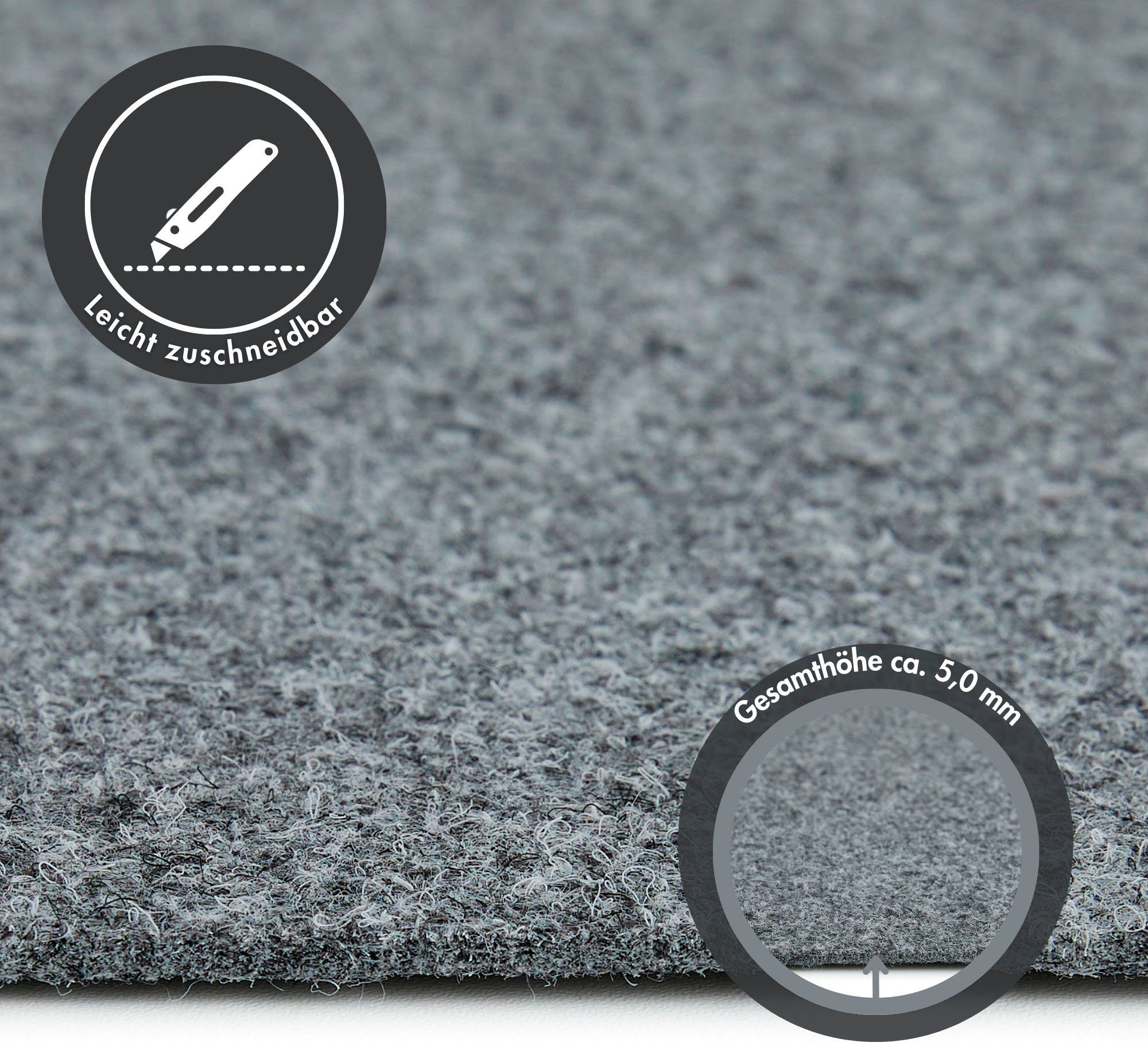 Andiamo Teppichboden Invita, Nadelvlies, Made in Belgium, rechteckig, Höhe: 5 mm, melierte Optik, Breite 200 cm oder 400 cm, robust & strapazierfähig