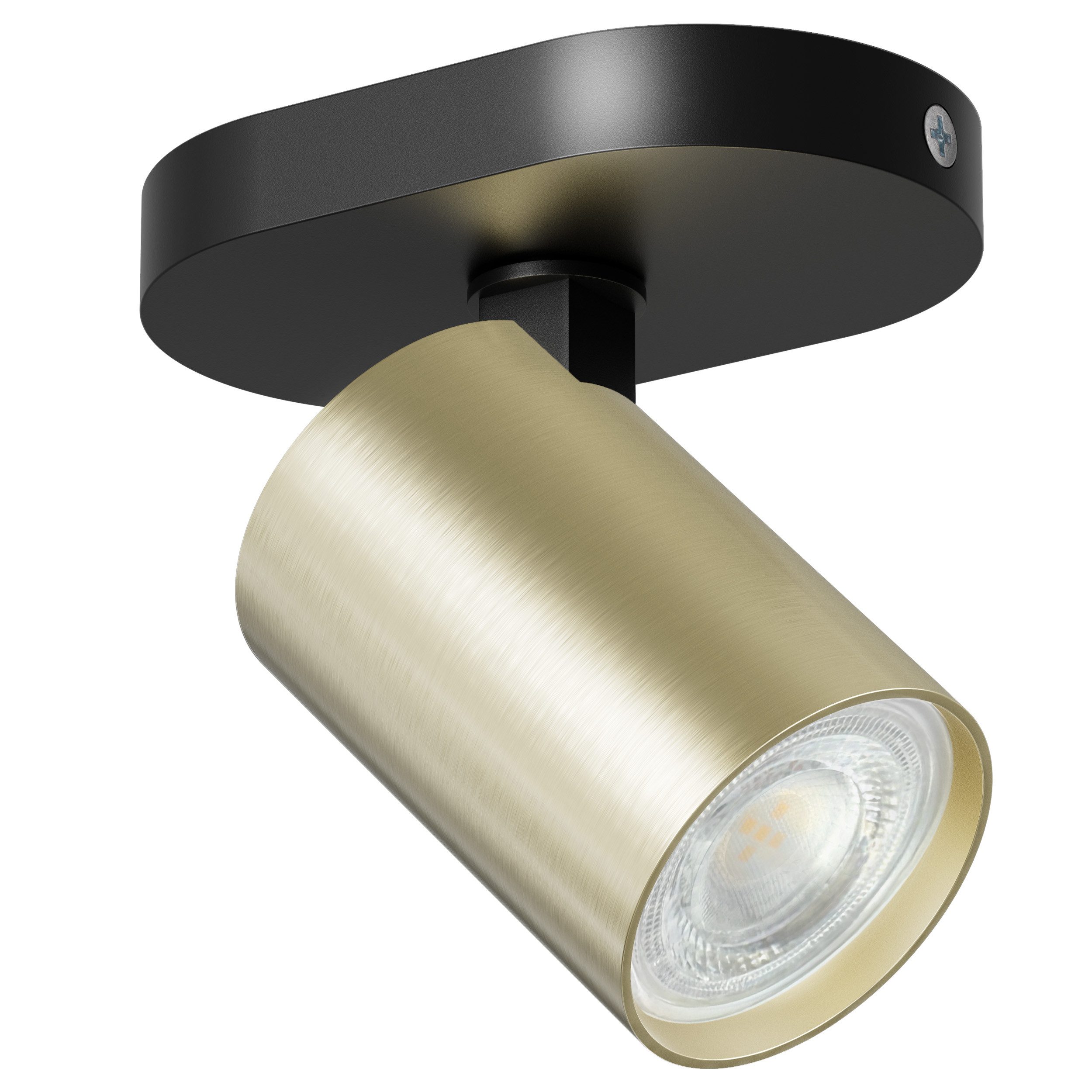 Oktaplex lighting LED Deckenstrahler GU10 schwenkbar Aluminium Spot 11 cm drehbar flach, Leuchtkopf dreh- und schwenkbar, ohne Leuchtmittel, schwenkbare Deckenlampe 230V schwarz / gold