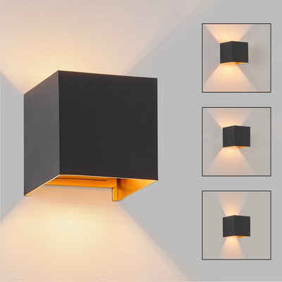 ZMH Wandleuchte Innen LED Wandlampe - Up und Down Außenlampe Wand IP65, Mit G9 Leuchtmittel, 3000k, Schwarz-Gold, 3000K G9 Wandstrahler für Wohnzimmer