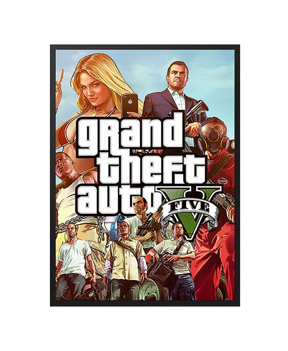 TPFLiving Kunstdruck (OHNE RAHMEN) Poster - Leinwand - Wandbild, GTA V - Grand Theft Auto Videospiel - (Illustrationen aus einem der erfolgreichsten Videospiele der Welt), Leinwand bunt - Größe 13x18cm