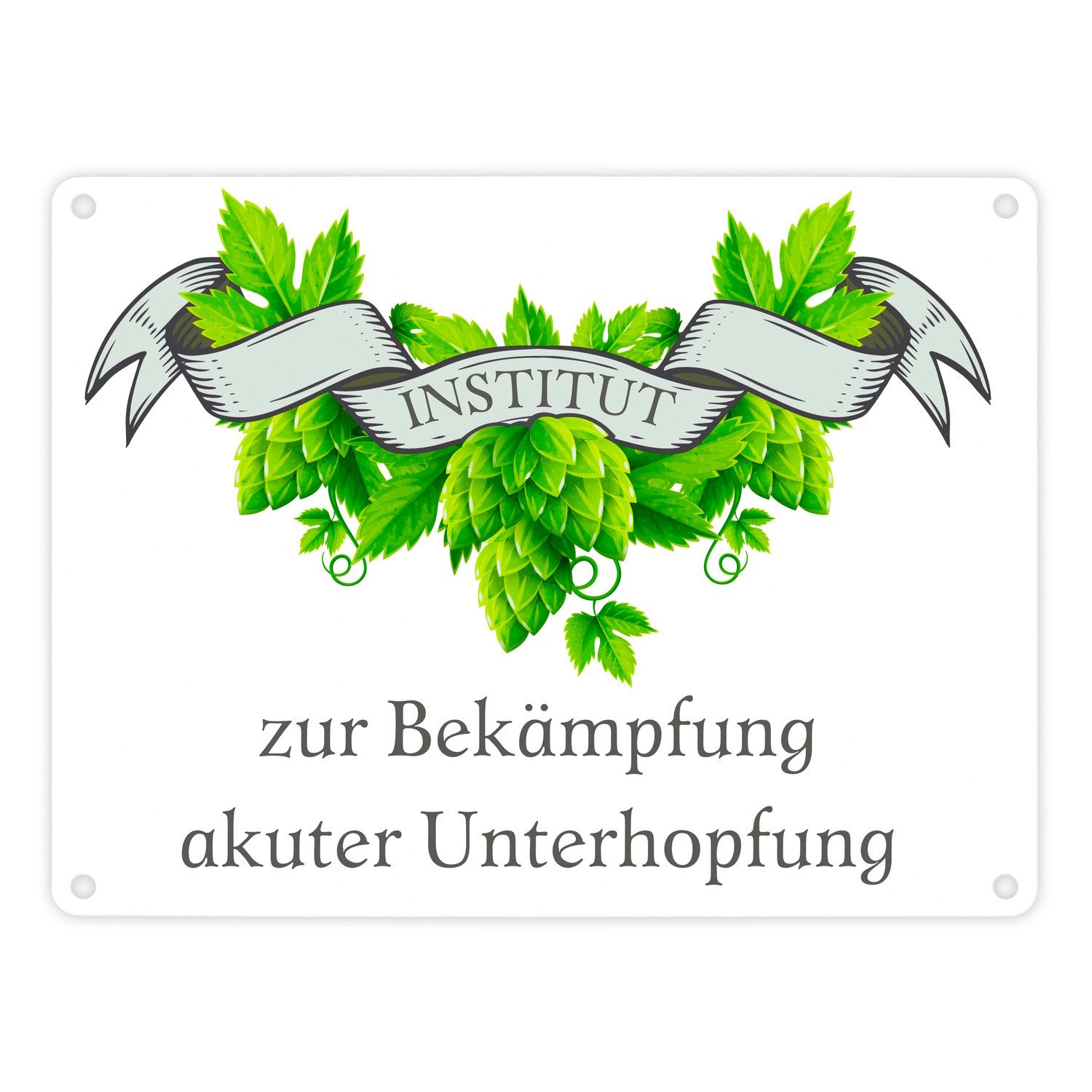 Metallschild Institut zur Bekämpfung akuter Unterhopfung Bier Metallschild in cm